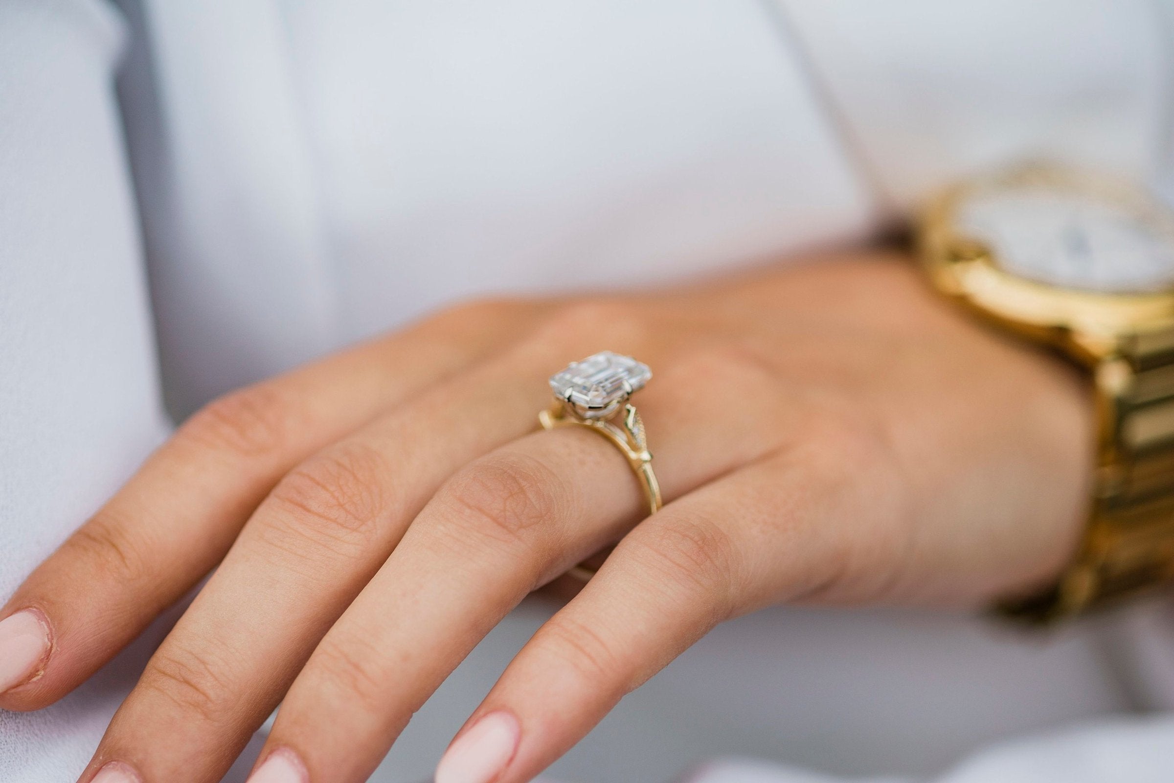 Romantic moissanite engagement