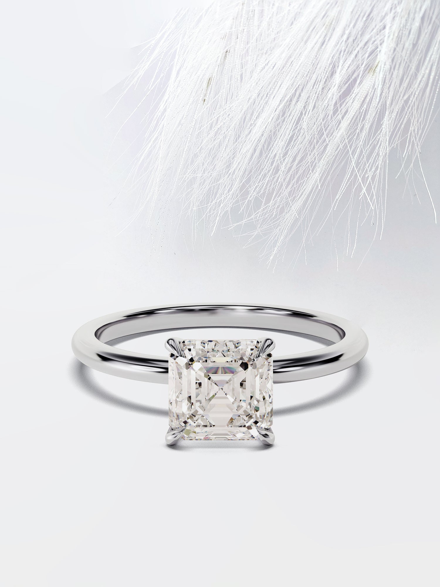 Asscher Cut Moissanite Solitaire Engagement Ring For Women