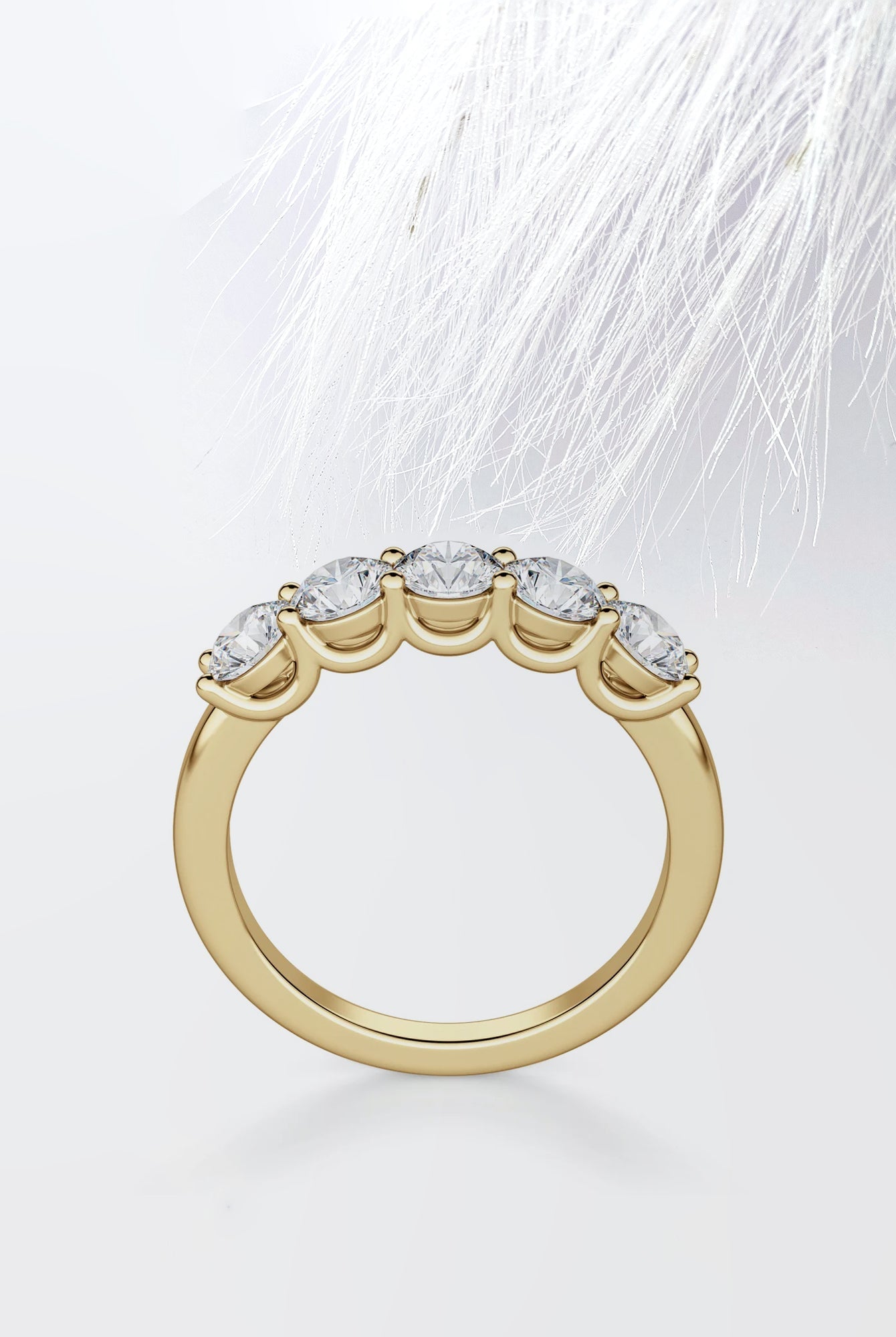 Round Cut Moissanite Five Stone Diamond Wedding Band for Her
