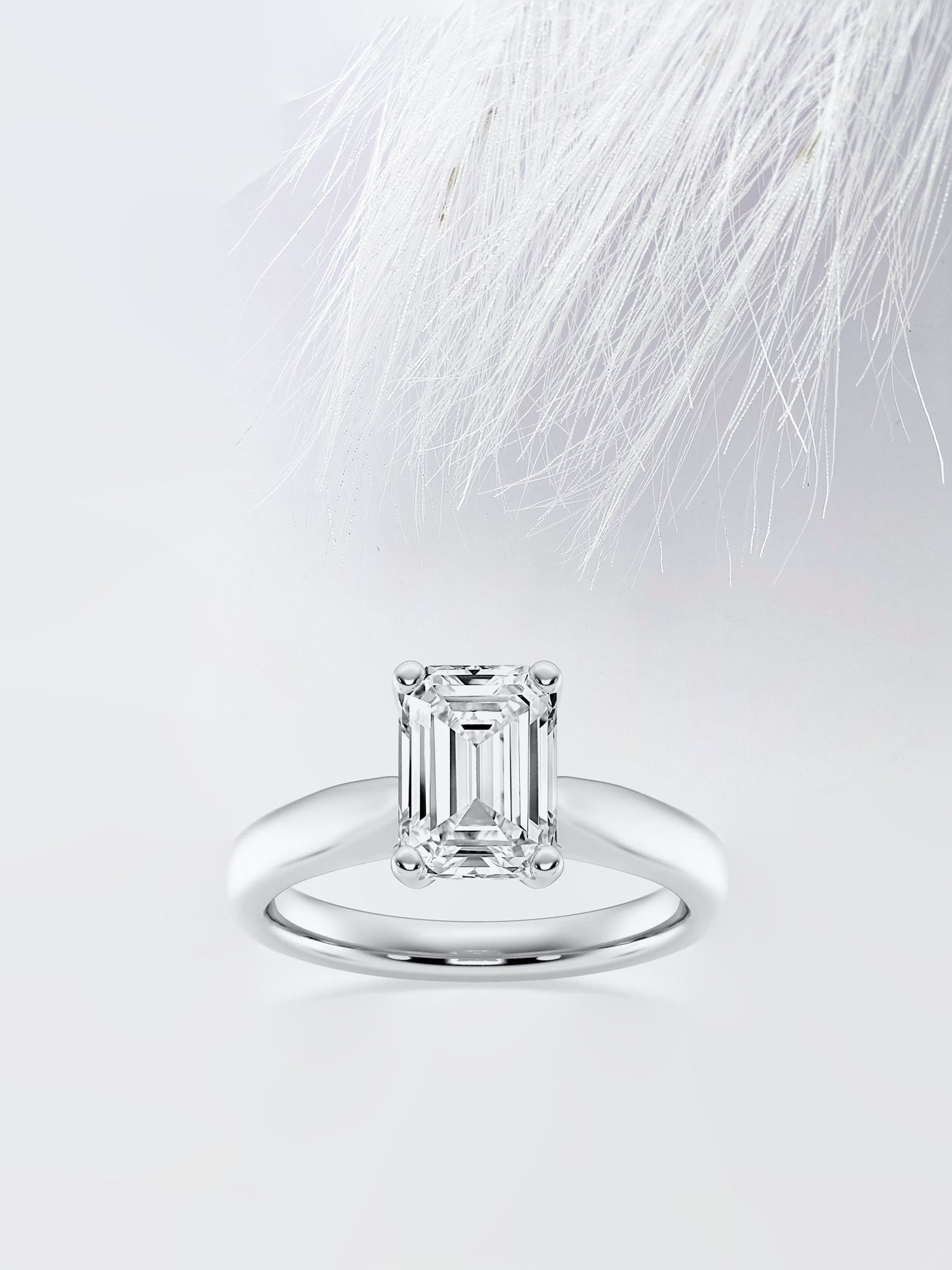 Emerald Cut Diamond Cathedral Moissanite Engagement Ring For Her