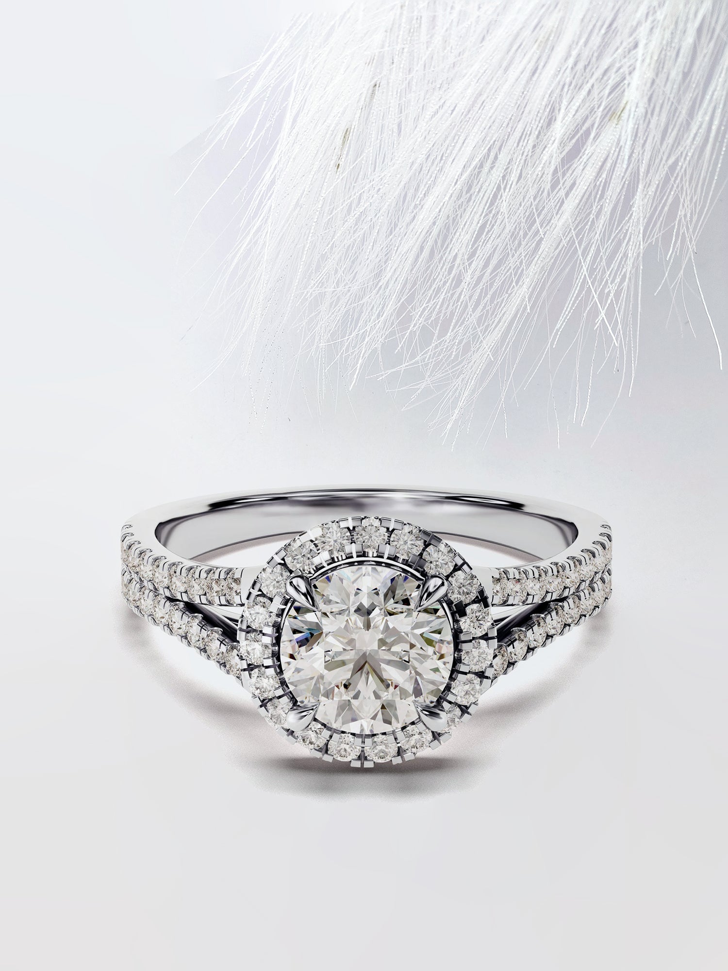 Round Cut Diamond Split Shank Moissanite Engagement Ring For Women