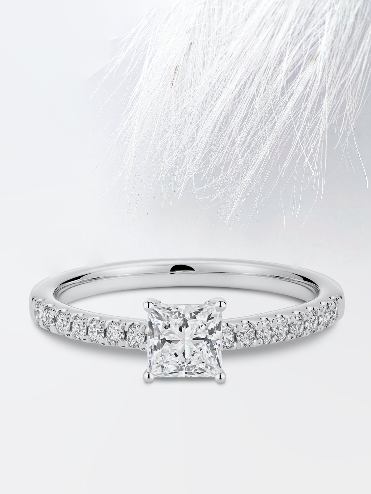 Princess Diamond Pave Moissanite Engagement Ring For Women