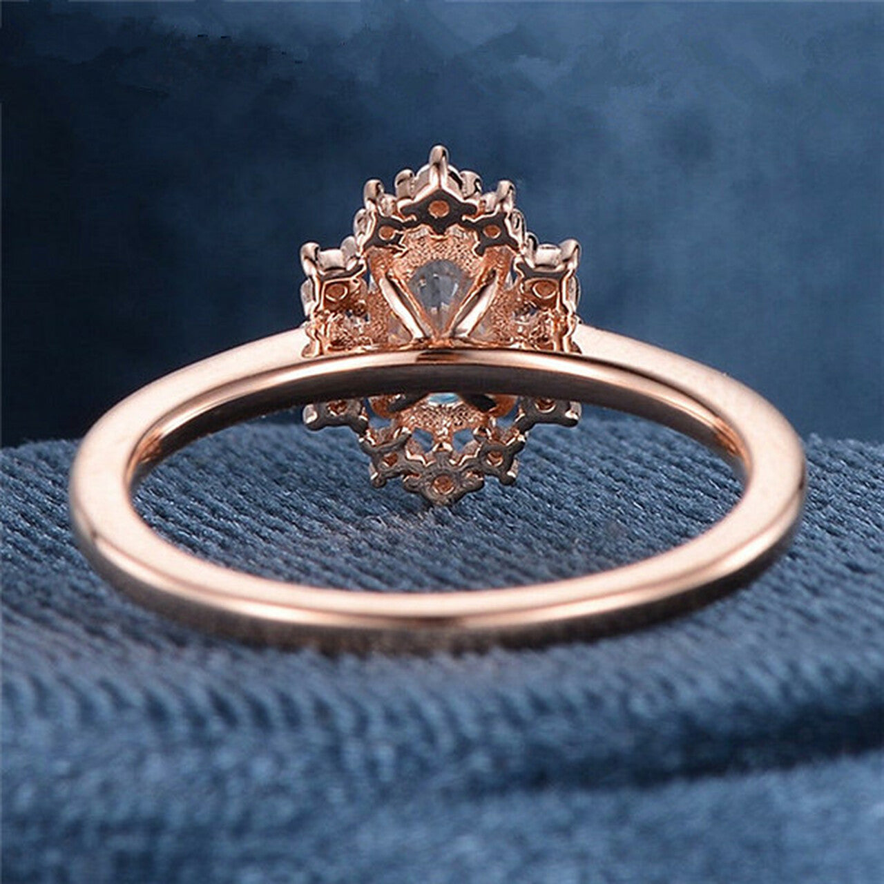 1.0CT Oval Cut Rose Gold Cluster Moissanite Engagement Ring