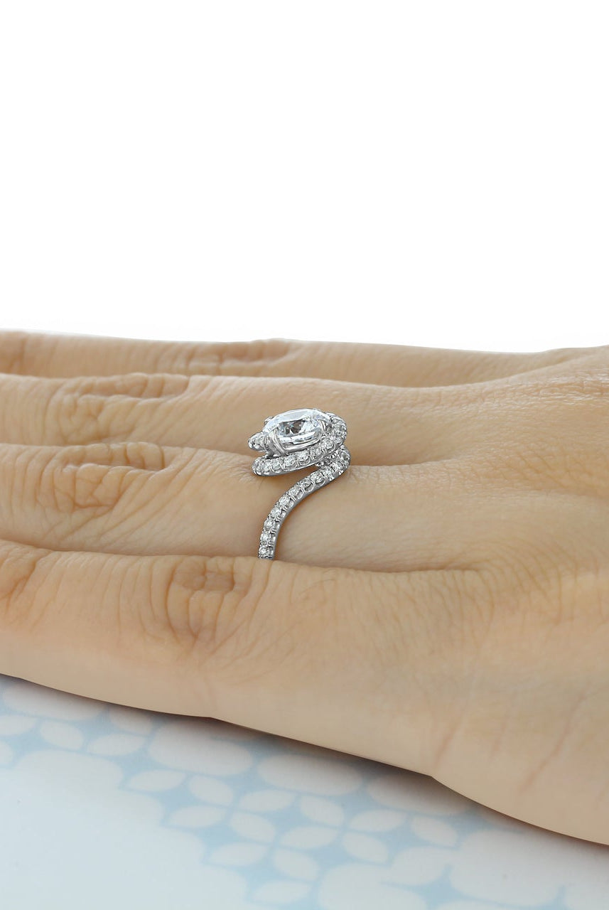 1.0CT Round Four Prong Moissanite Diamond Halo Engagement Ring For Women
