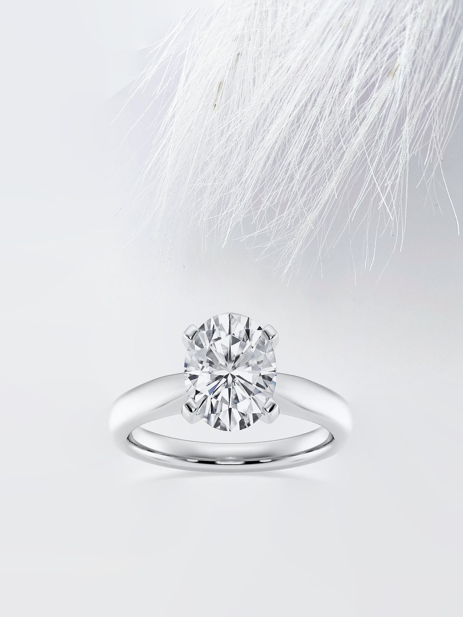 Oval Cut Cathedral Diamond Moissanite Engagement Ring For Women