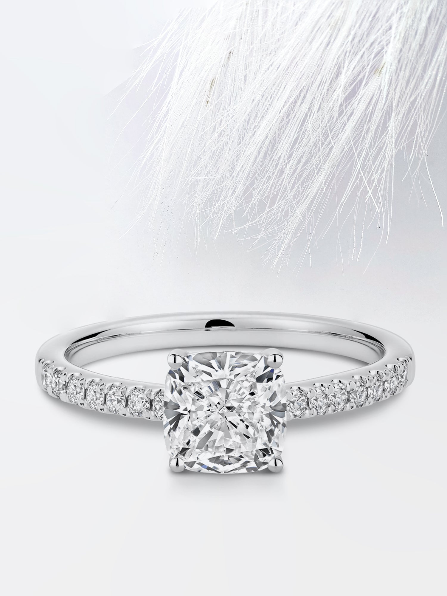 Cushion Diamond Pave Moissanite Engagement Ring For Women