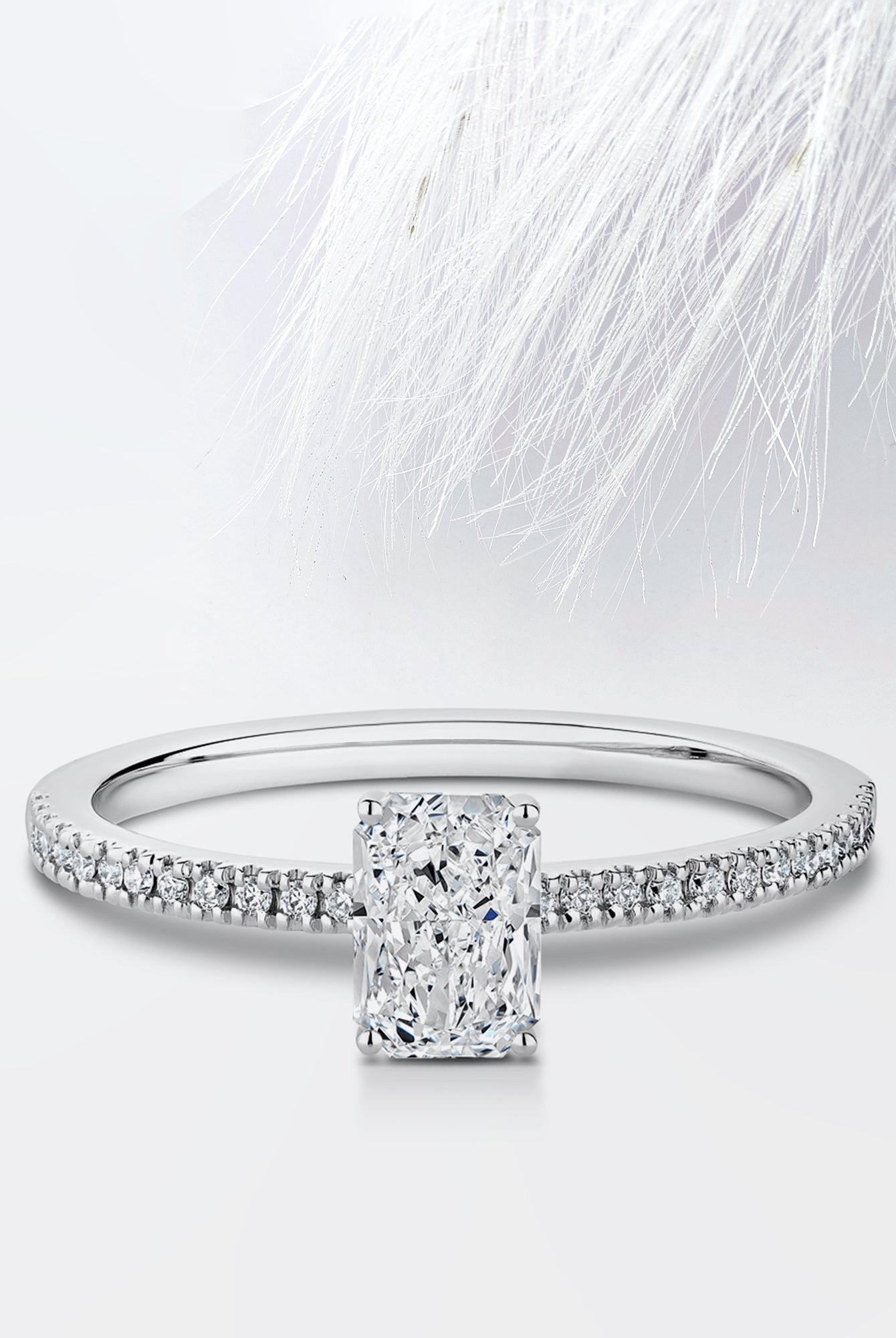 Radiant Diamond Cathedral Set Moissanite Engagement Ring For Women