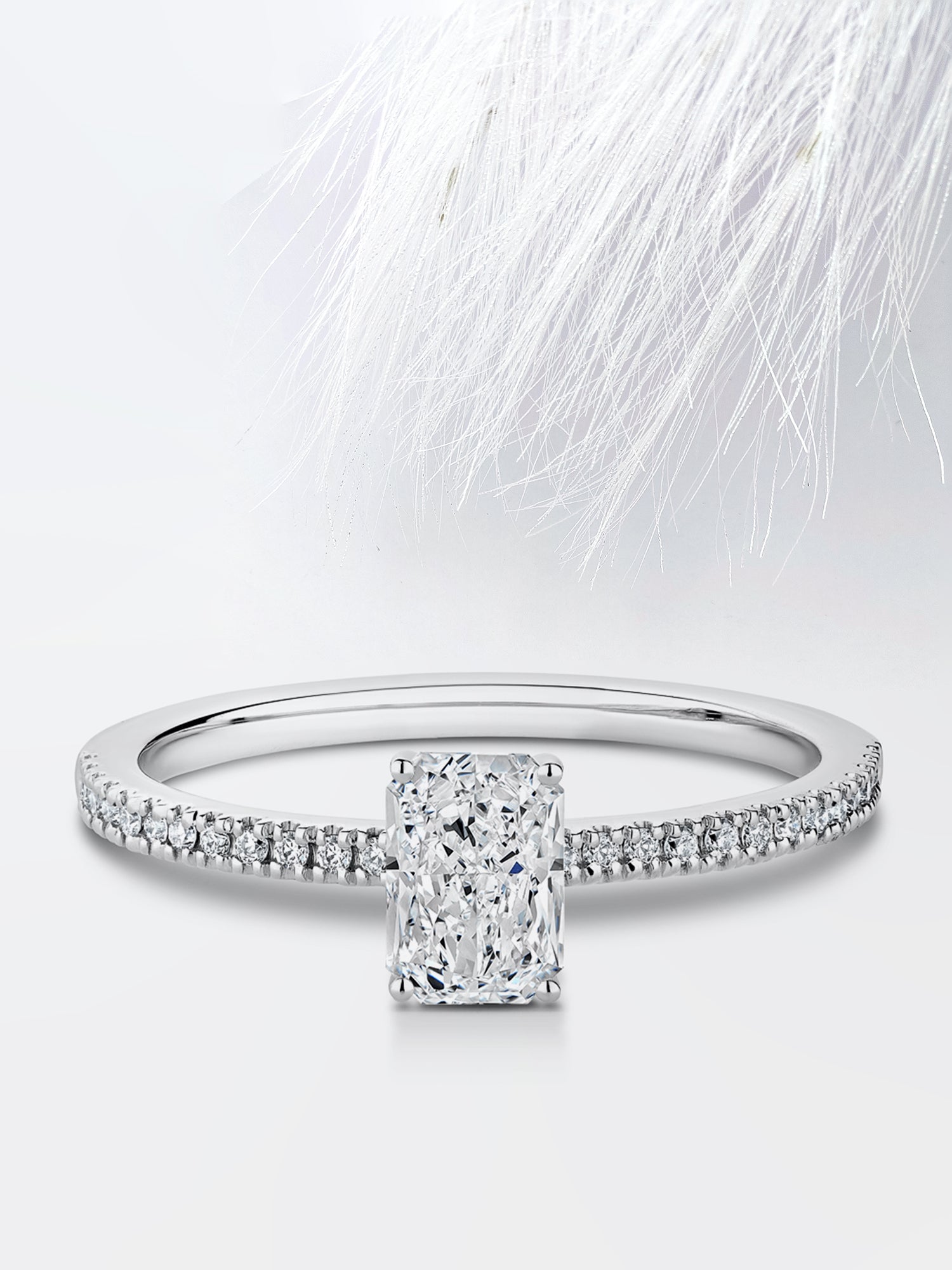 Radiant Diamond Cathedral Set Moissanite Engagement Ring For Women