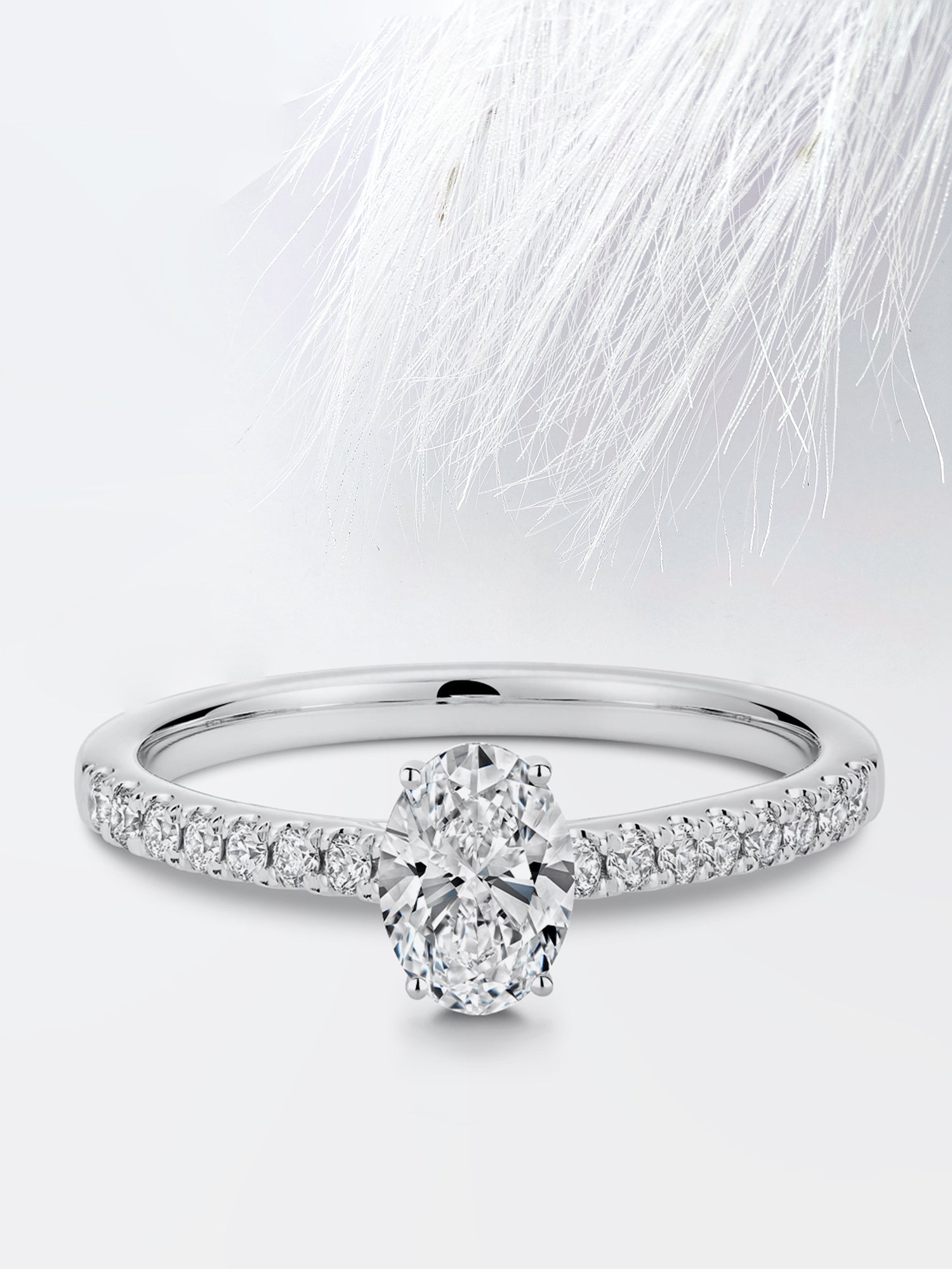 Oval Diamond Pave Moissanite Engagement Ring For Women