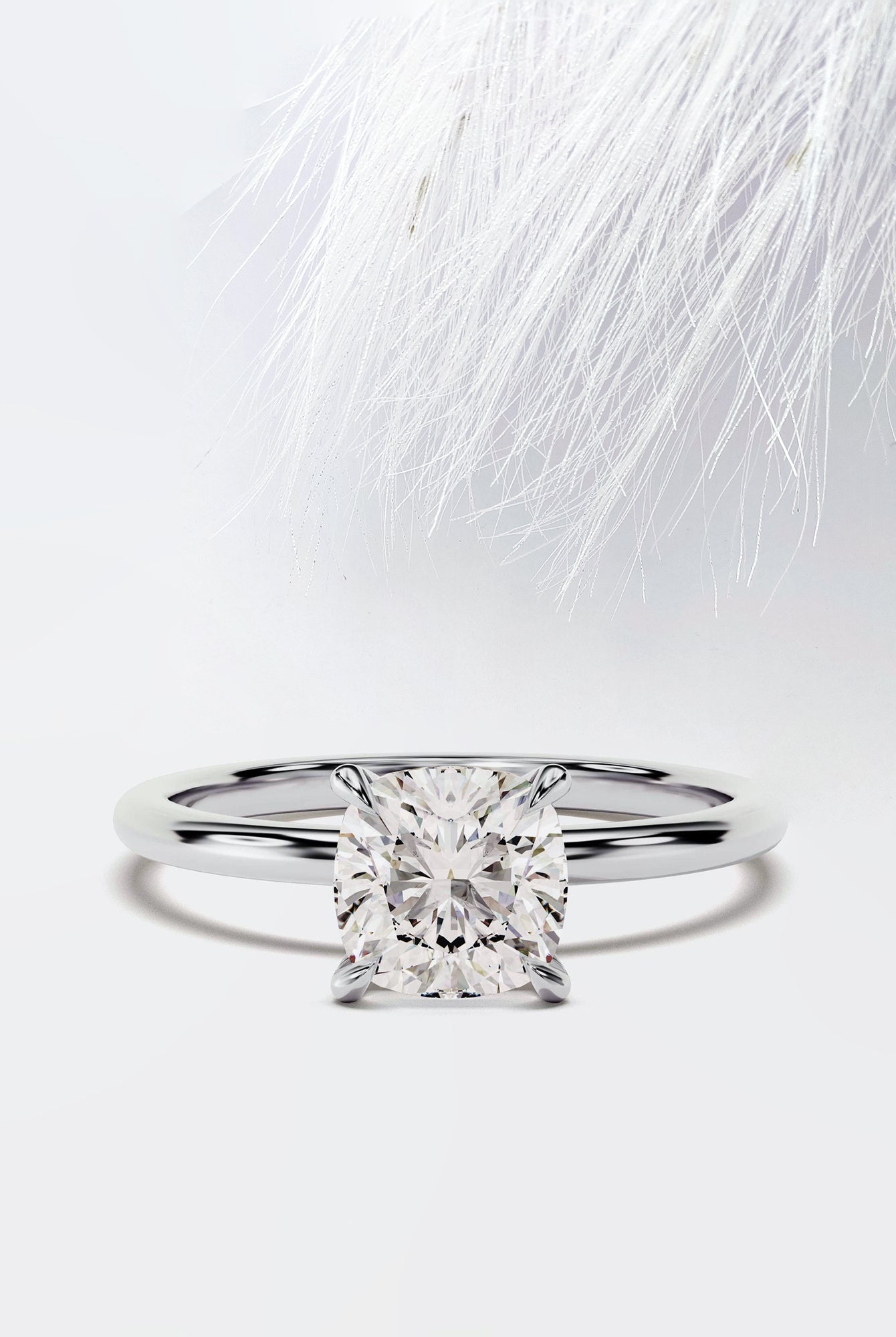 Cushion Cut Diamond Solitaire Moissanite Engagement Ring For Women