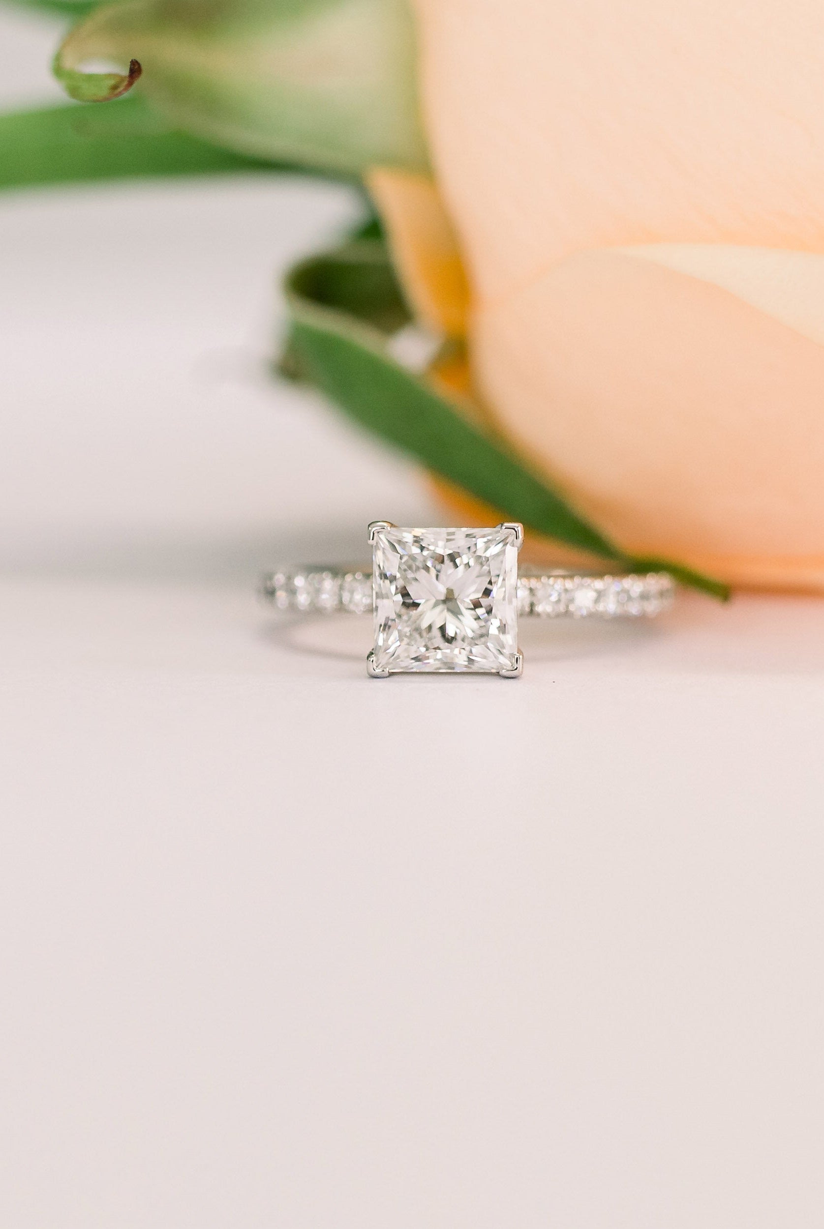 Moissanite diamond emerald cut pendant necklace