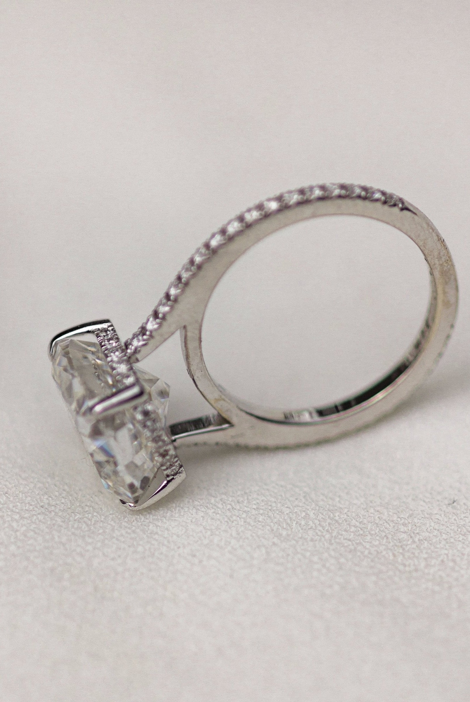 4.65CT Crushed Ice Hybrid Cushion Cut Hidden Halo Moissanite Engagement Ring