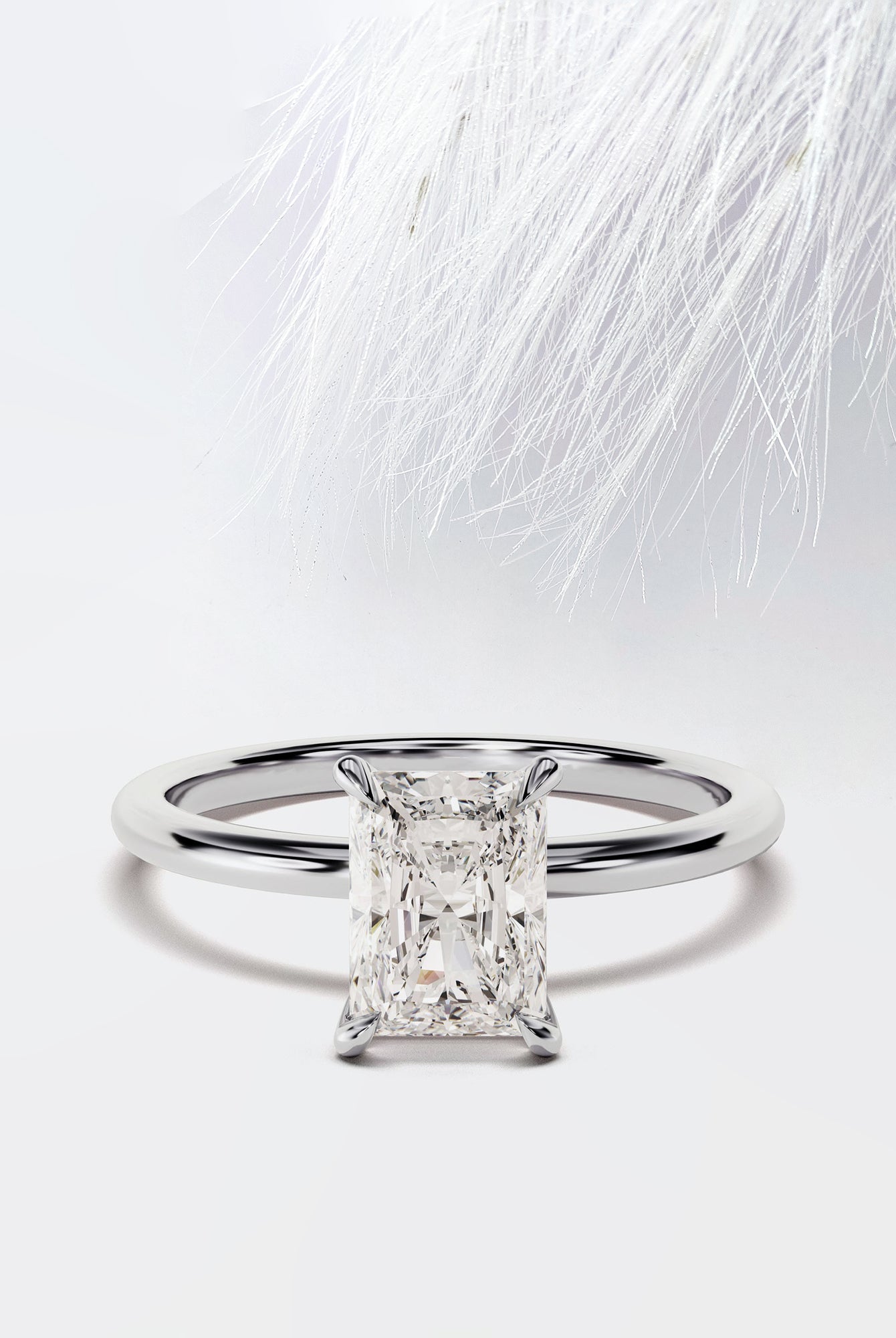 Radiant Cut Moissanite Solitaire Diamond Engagement Ring