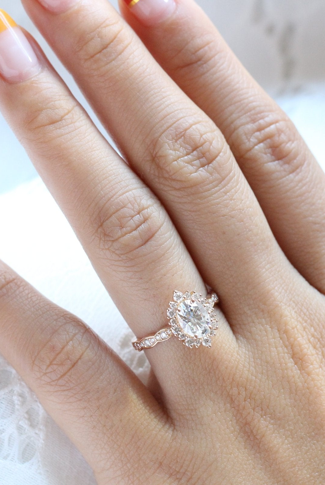 Moissanite wedding jewelry for vintage wedding