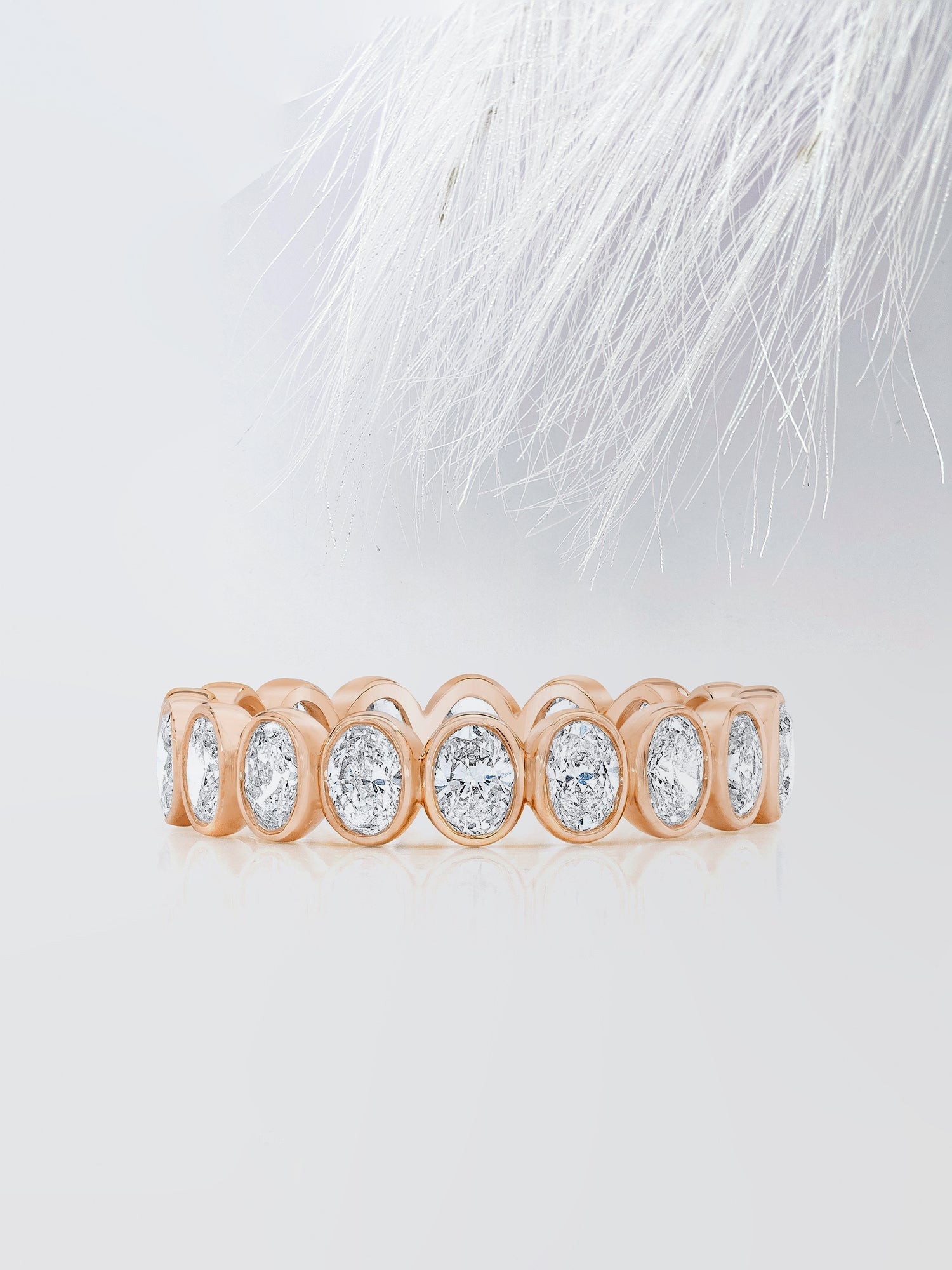 Bezel Set Oval Cut Moissanite Eternity Diamond Wedding Band