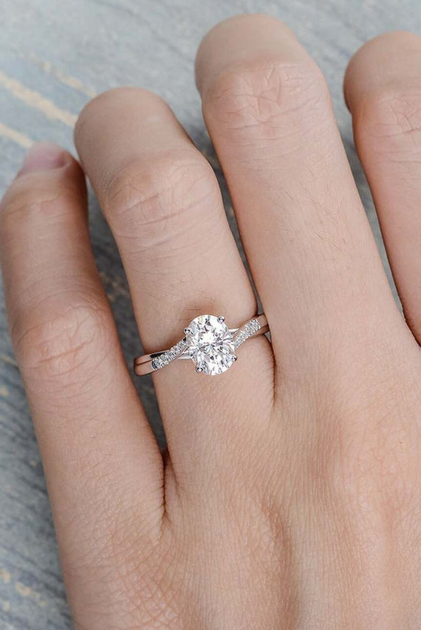 1.50CT Oval Four Prong Moissanite Diamond Infinity Engagement Ring