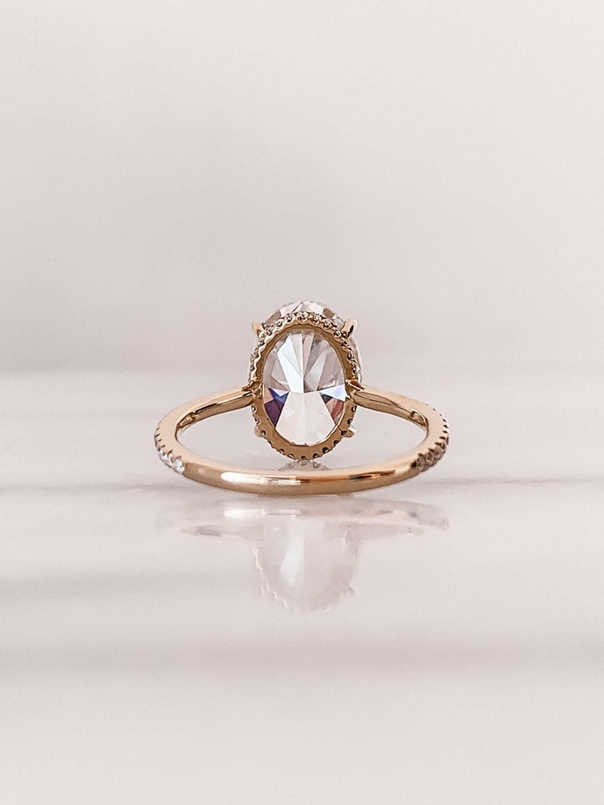 2.80CT Oval Pave Moissanite Diamond Hidden Halo Open Engagement Ring