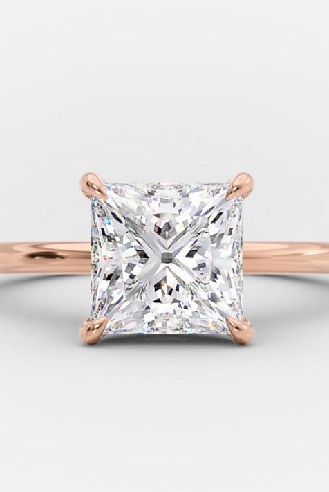 2.0ct Princess Cut Moissanite Diamond Solitaire Engagement Ring For Women
