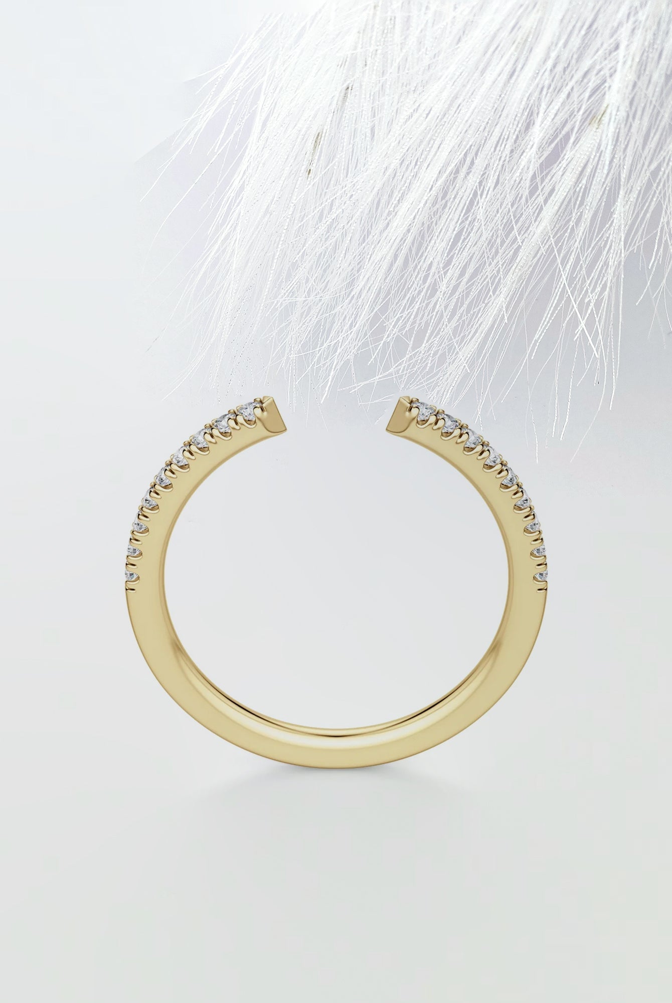 Round Cut Moissanite Open Diamond Wedding Band in Solid Gold