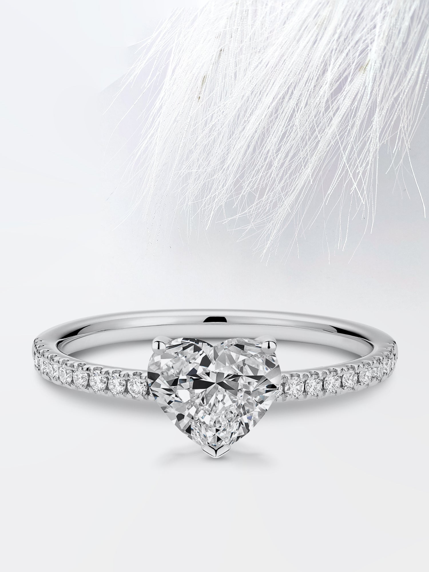 Heart Diamond Pave Moissanite Engagement Ring For Women