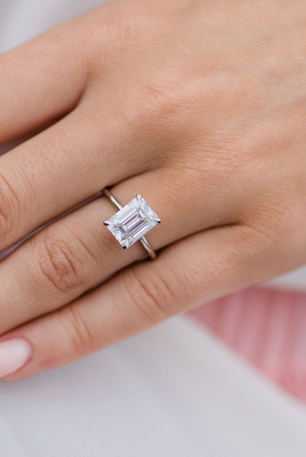 2.60CT Emerald Cut Moissanite Solitaire Engagement Ring
