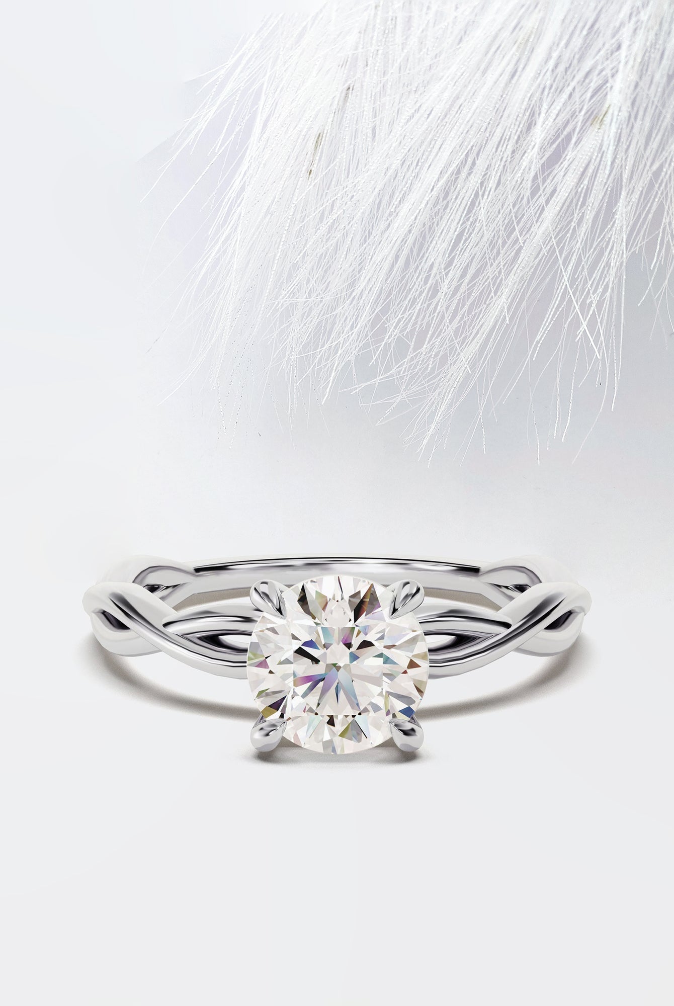 Round Cut Diamond Twisted Moissanite Engagement Ring For Women