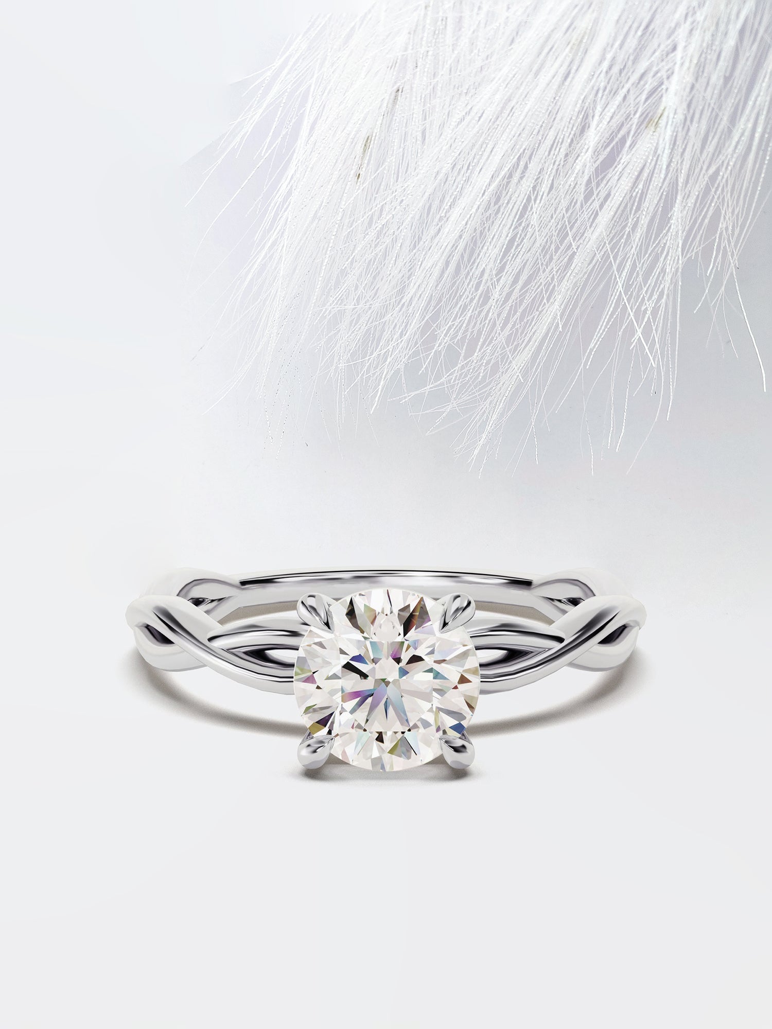 Round Cut Diamond Twisted Moissanite Engagement Ring For Women