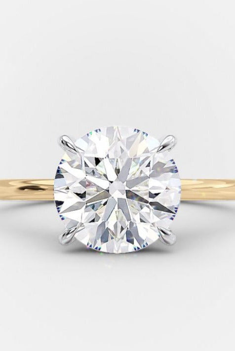 2.0ct Round Two Tone Moissanite Diamond Solitaire Engagement Ring In 14K Solid Gold