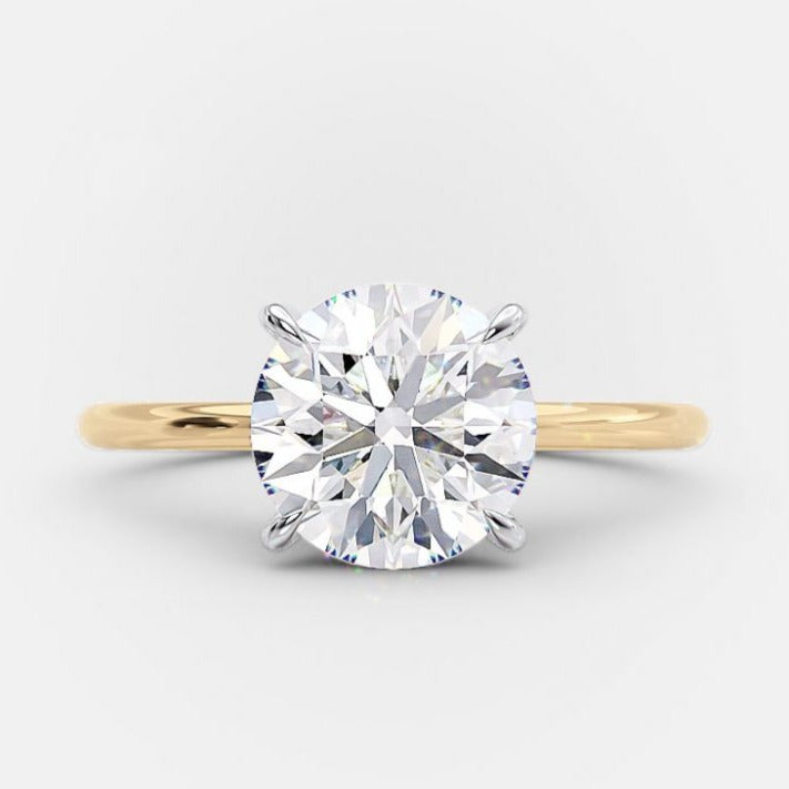 2.0ct Round Two Tone Moissanite Diamond Solitaire Engagement Ring In 14K Solid Gold