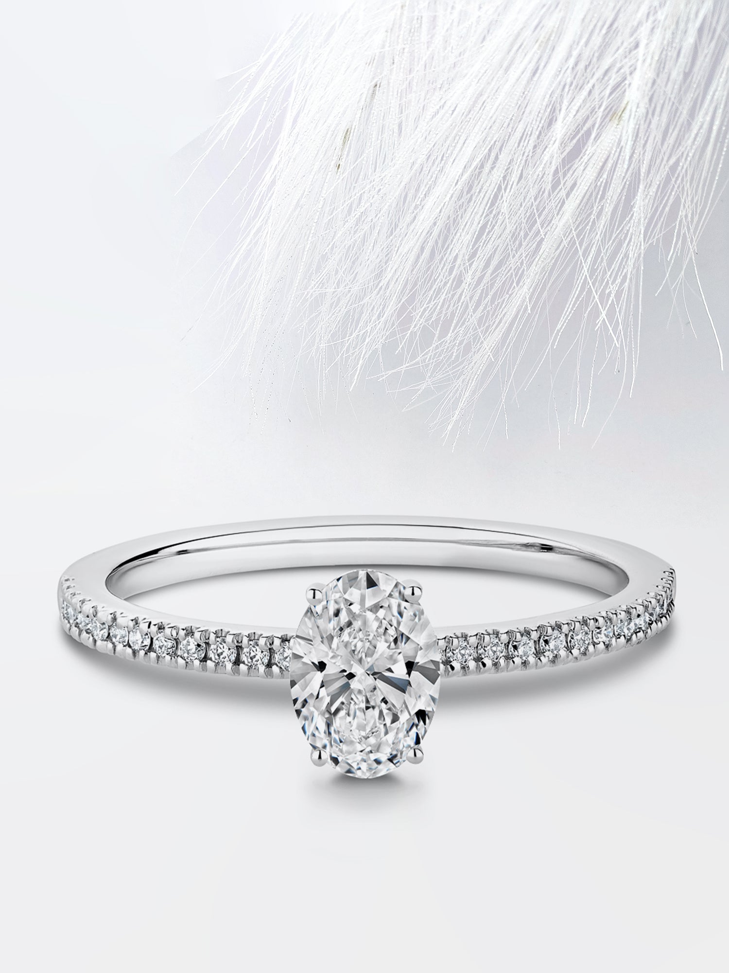 Oval Diamond Cathedral Set Moissanite Engagement Ring For Women