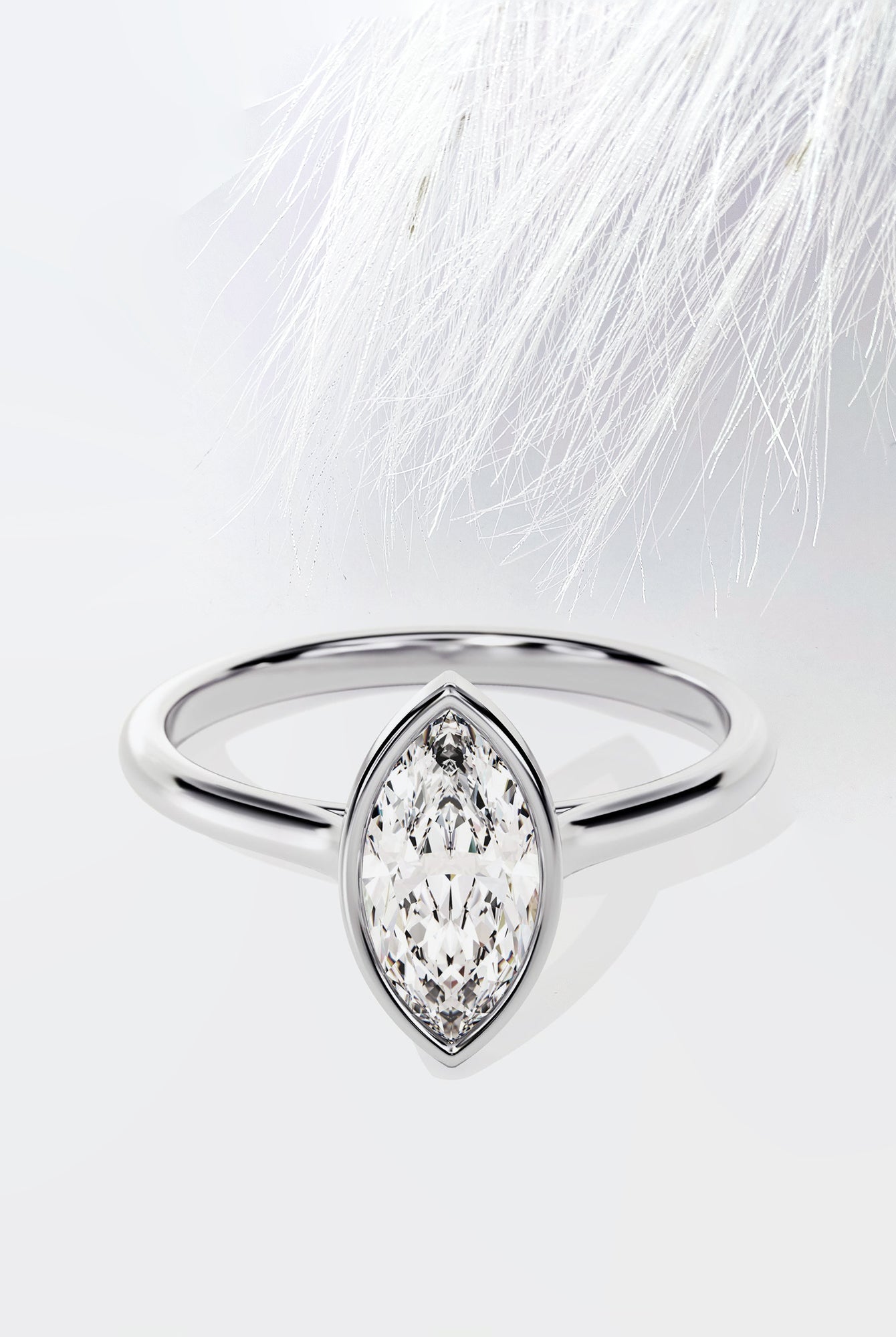 Marquise Cut Moissanite Bezel Set Diamond Engagement Ring For Women