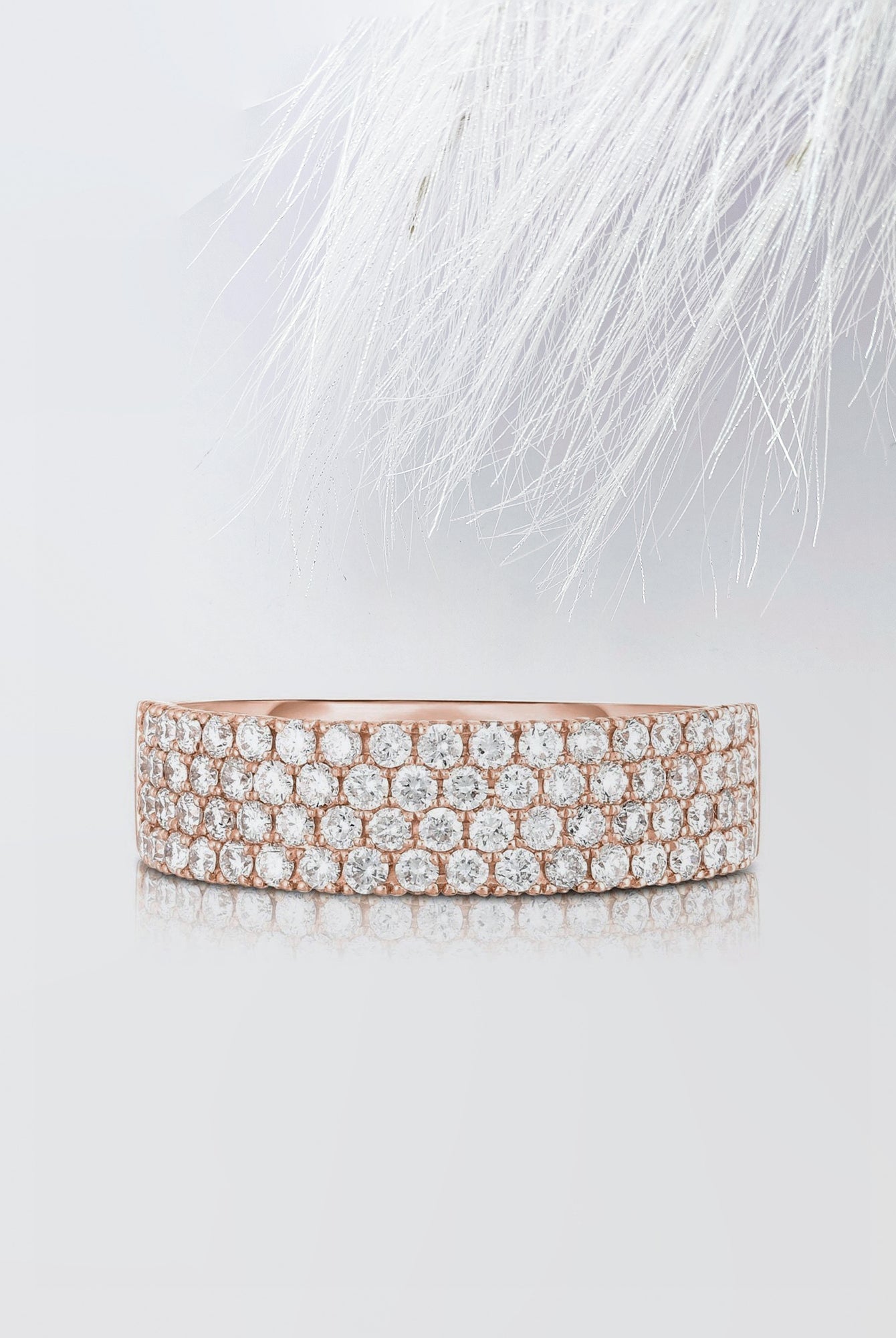 Round Cut Moissanite Four Row Diamond Wedding Band