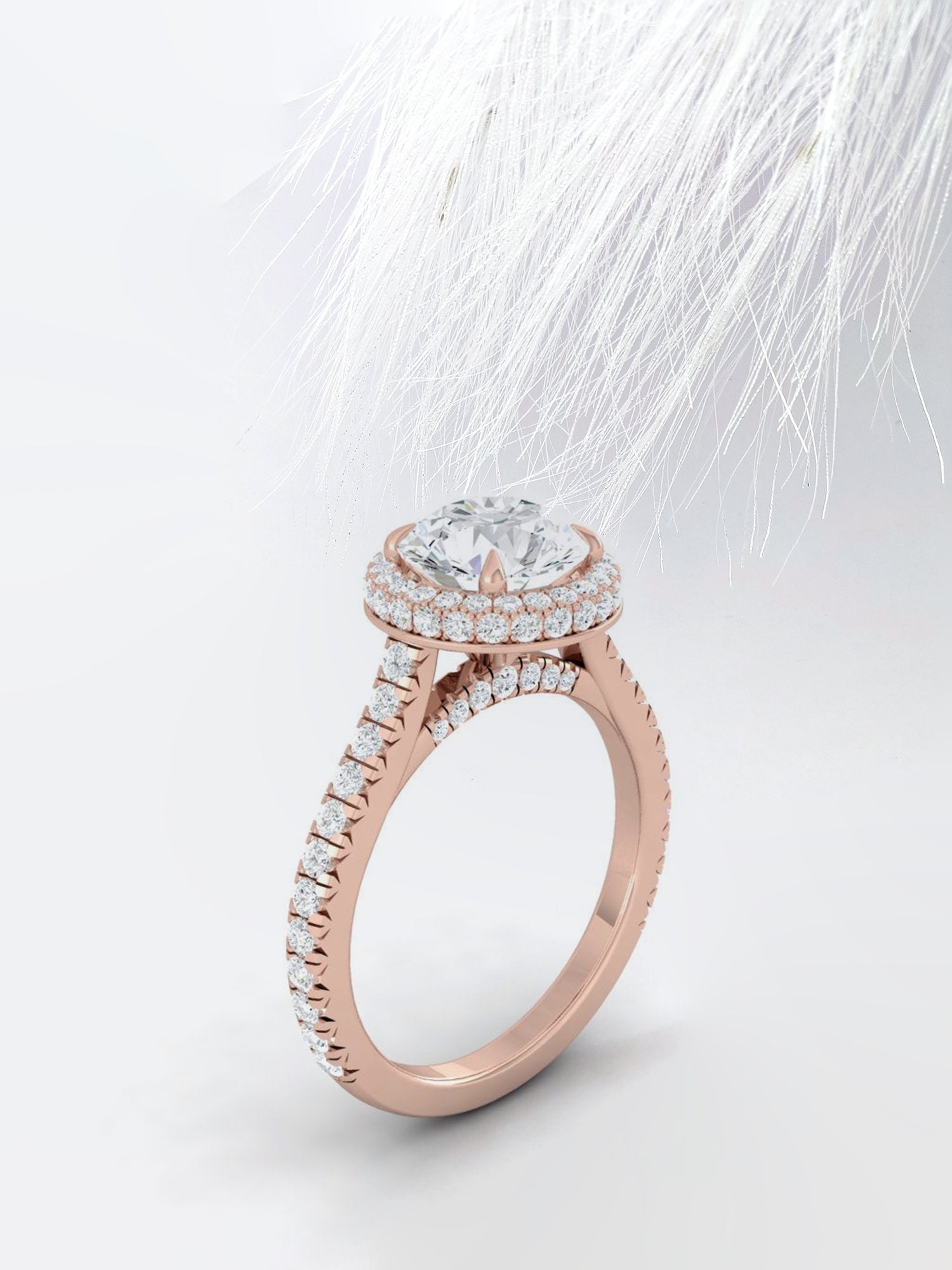 Round Cut Diamond Halo Moissanite Engagement Ring For Women