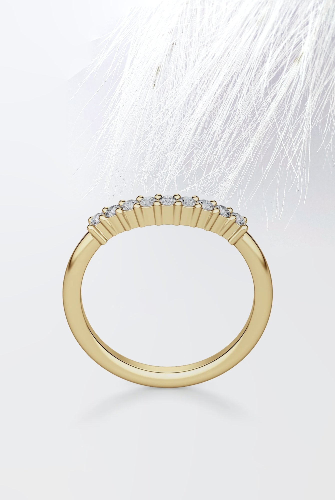 Round Cut Moissanite Diamond Wedding Band in White Gold