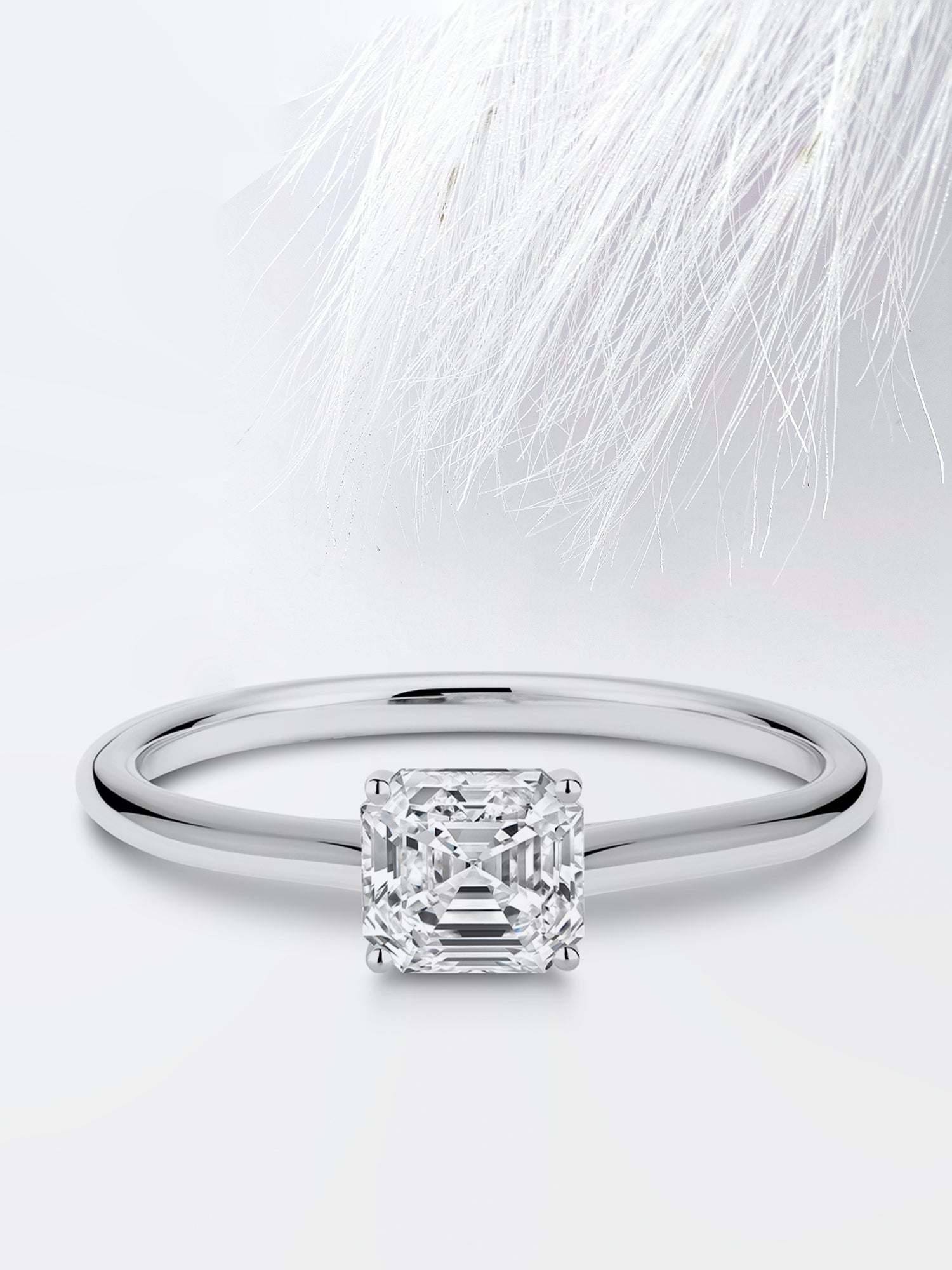 Asscher Diamond Solitaire Moissanite Engagement Ring For Women