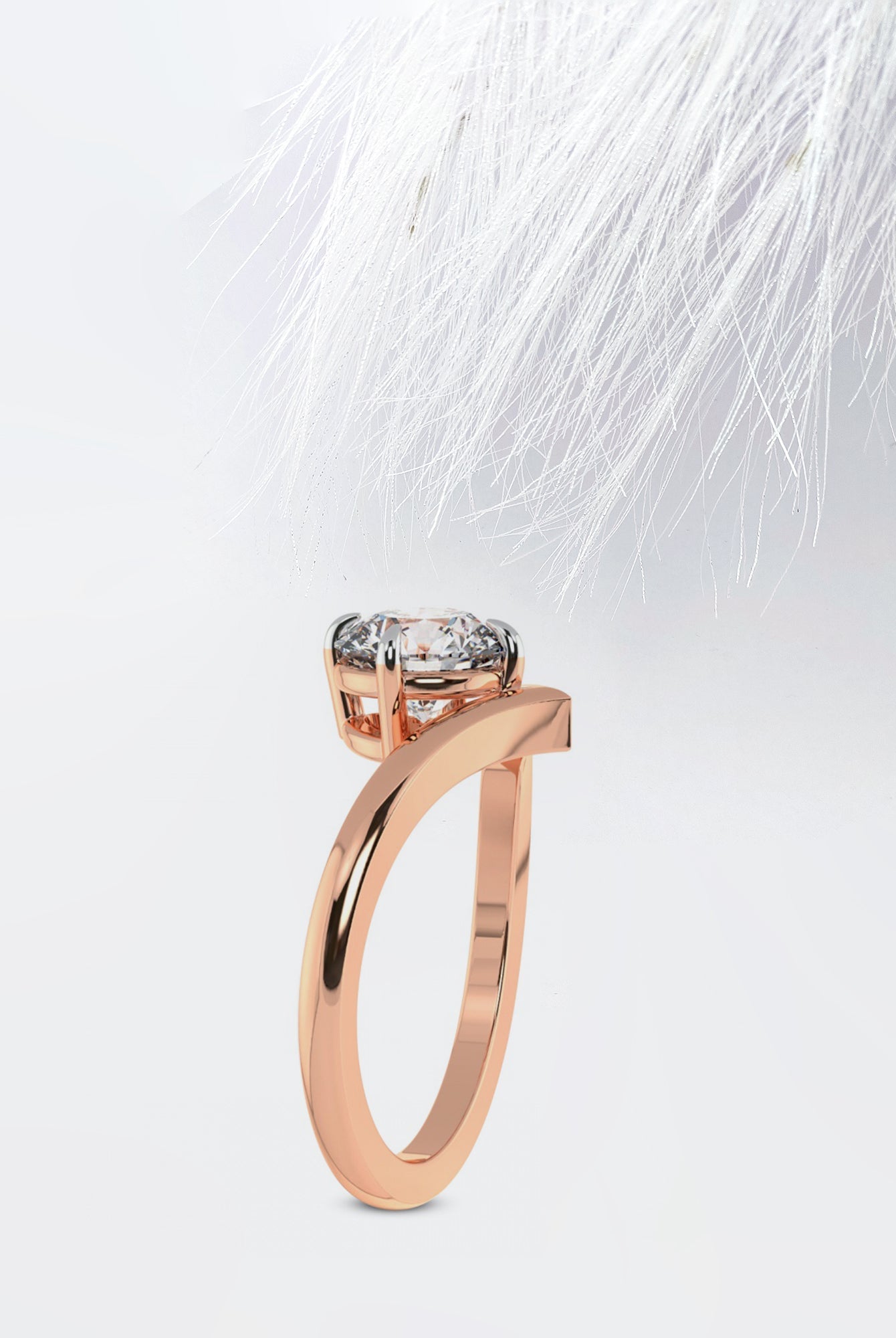 Round Cut Moissanite Chevron Diamond Engagement Ring For Women