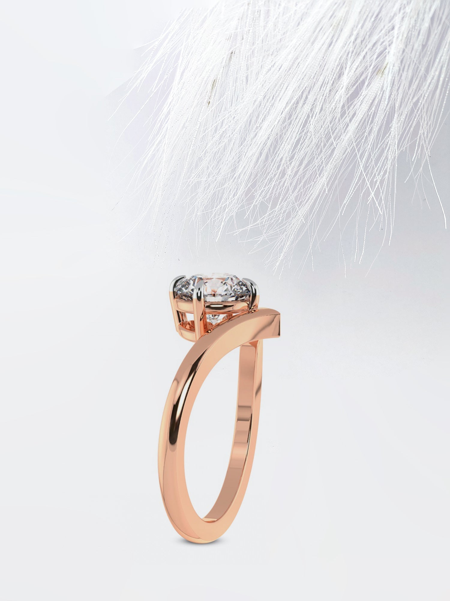 Round Cut Moissanite Chevron Diamond Engagement Ring For Women