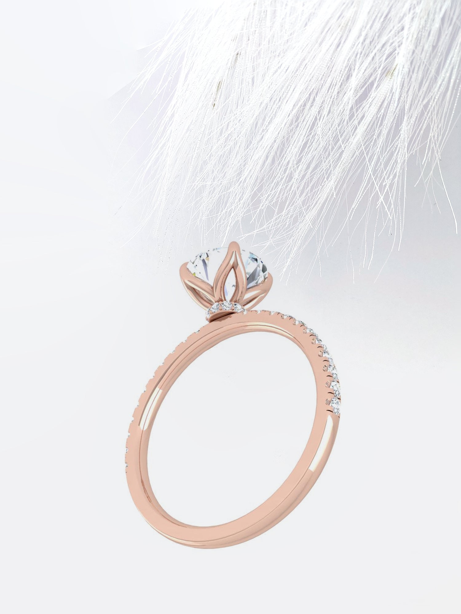 Round Cut Moissanite Pave Diamond Engagement Ring For Women