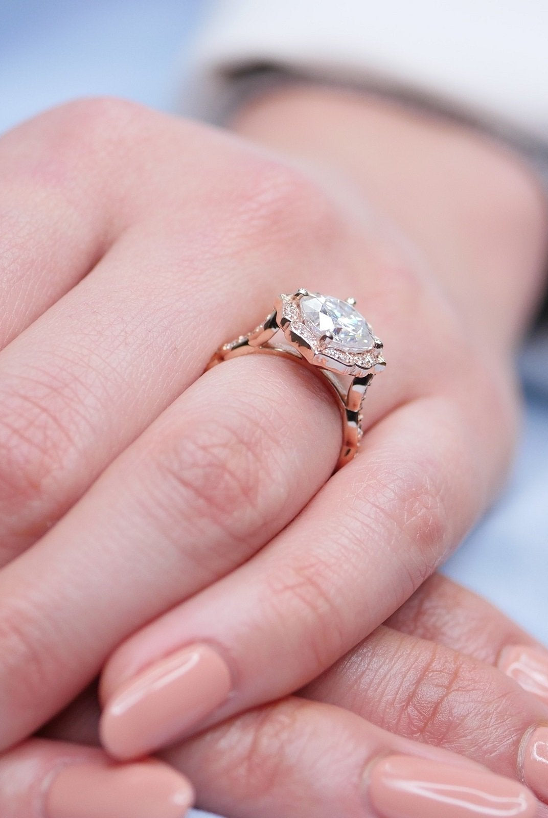 2.30CT Cushion Vintage Halo Moissanite Diamond Engagement Ring For Women