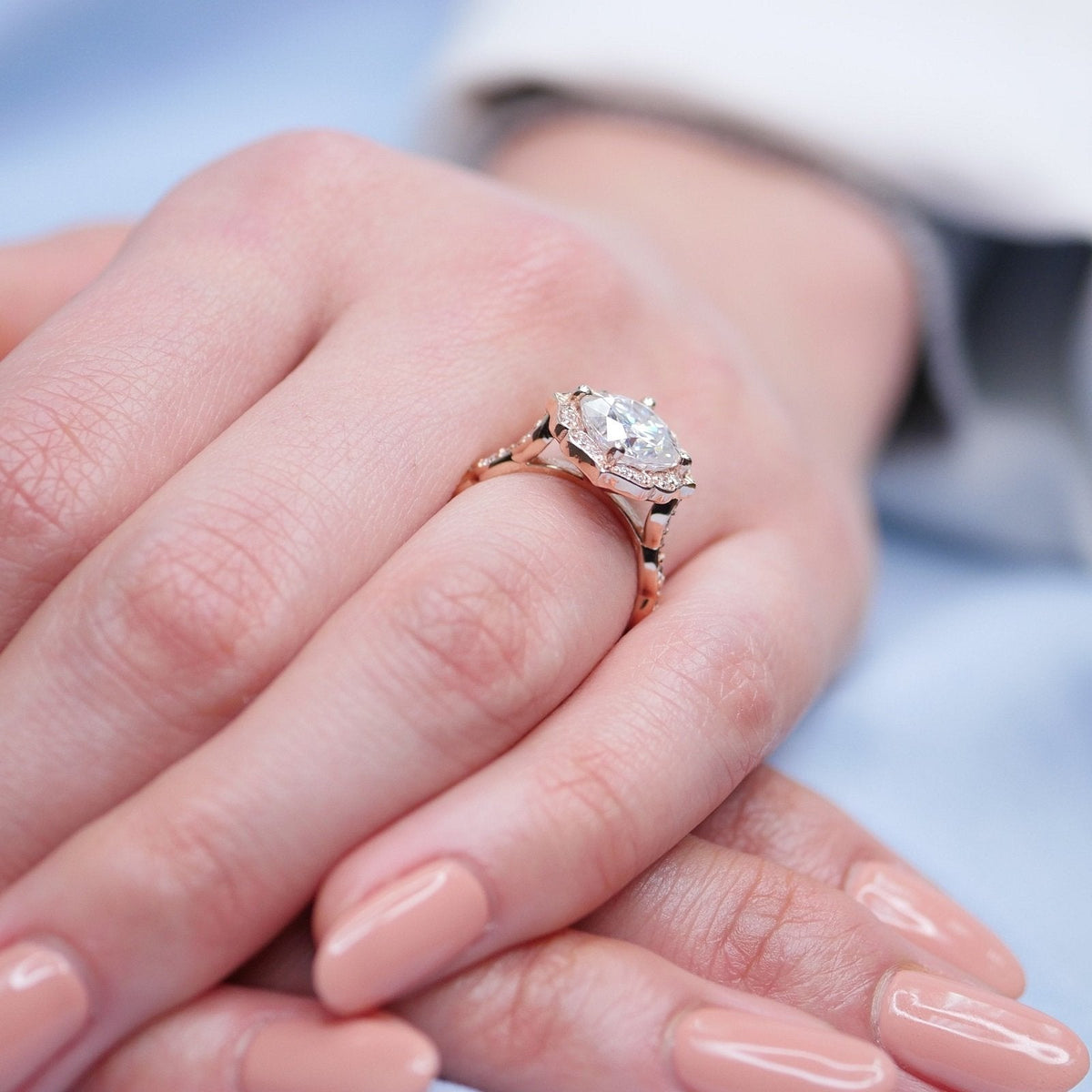 2.30CT Cushion Vintage Halo Moissanite Diamond Engagement Ring For Women