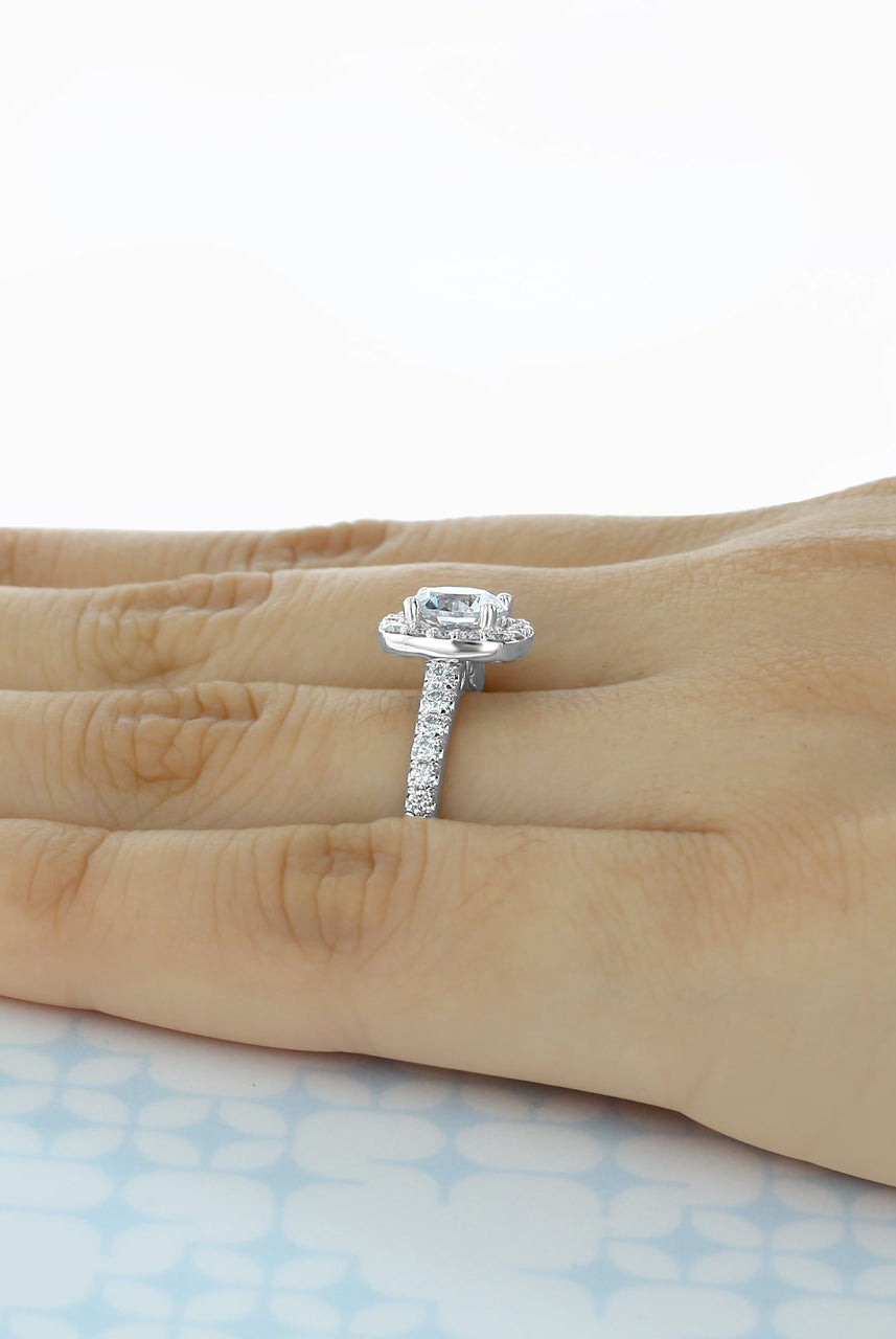 1.20CT Round Halo Moissanite Diamond Pave Engagement Ring For Her