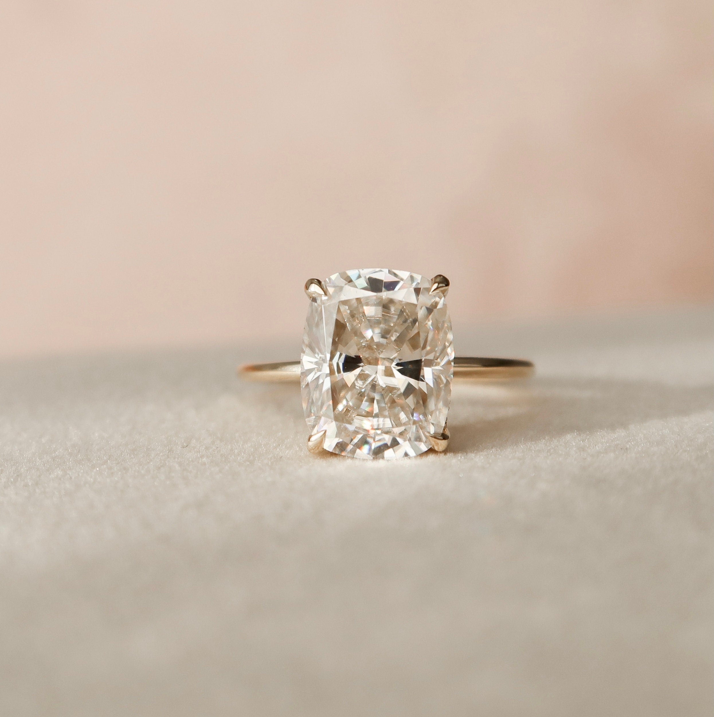 Elongated Cushion Cut Moissanite Ring