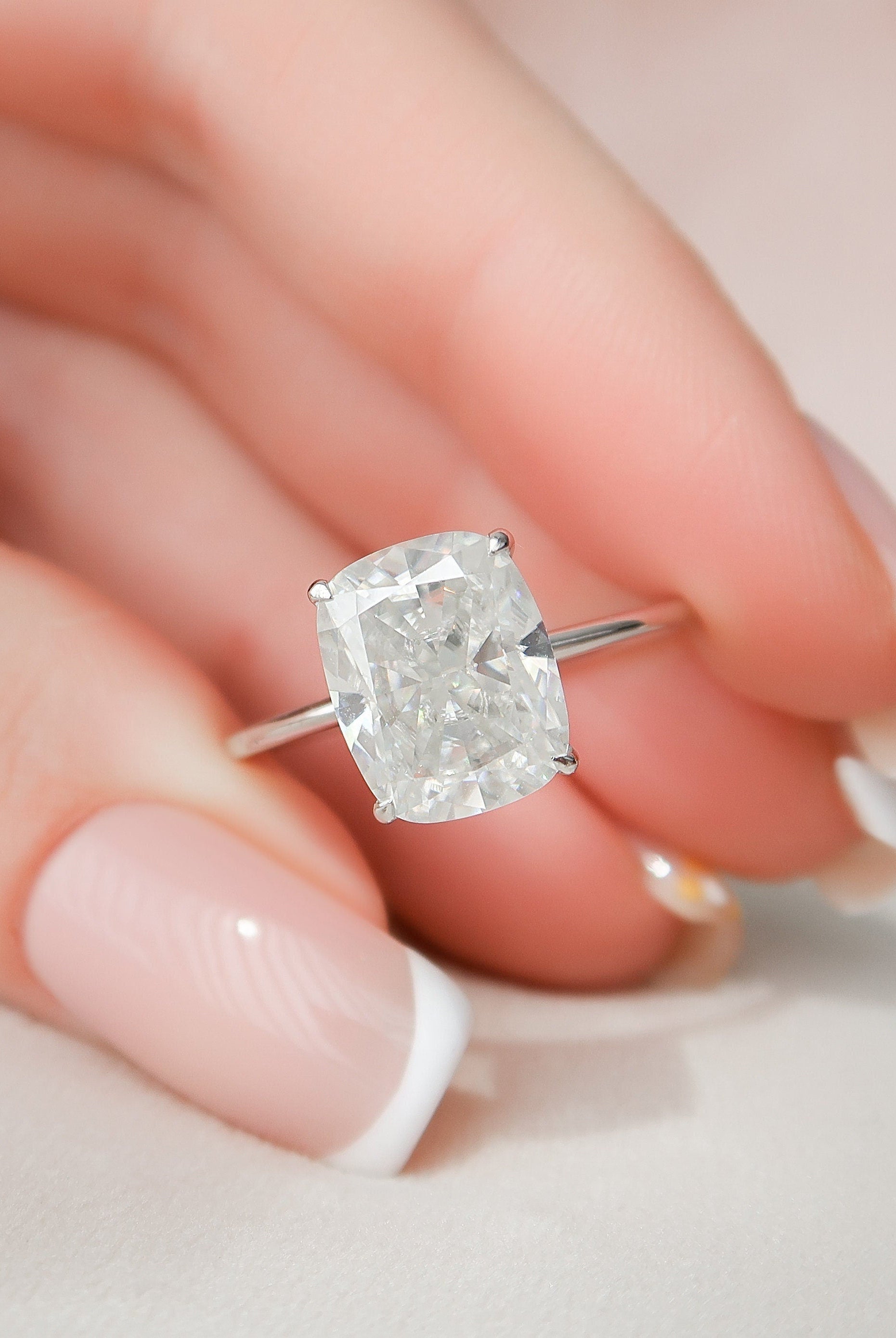6.0CT Elongated Cushion Moissanite Ring
