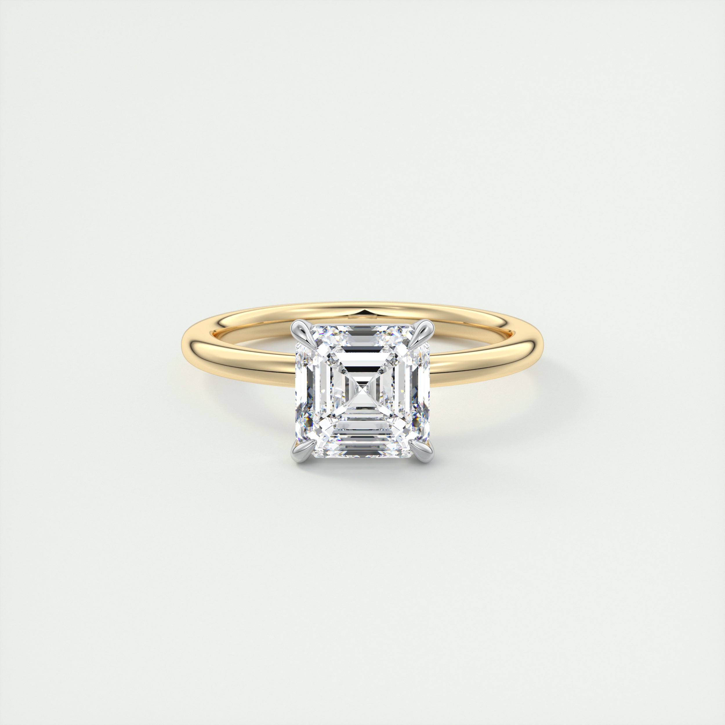 2CT Asscher Cut Diamond Moissanite Solitaire Prong Engagement Ring