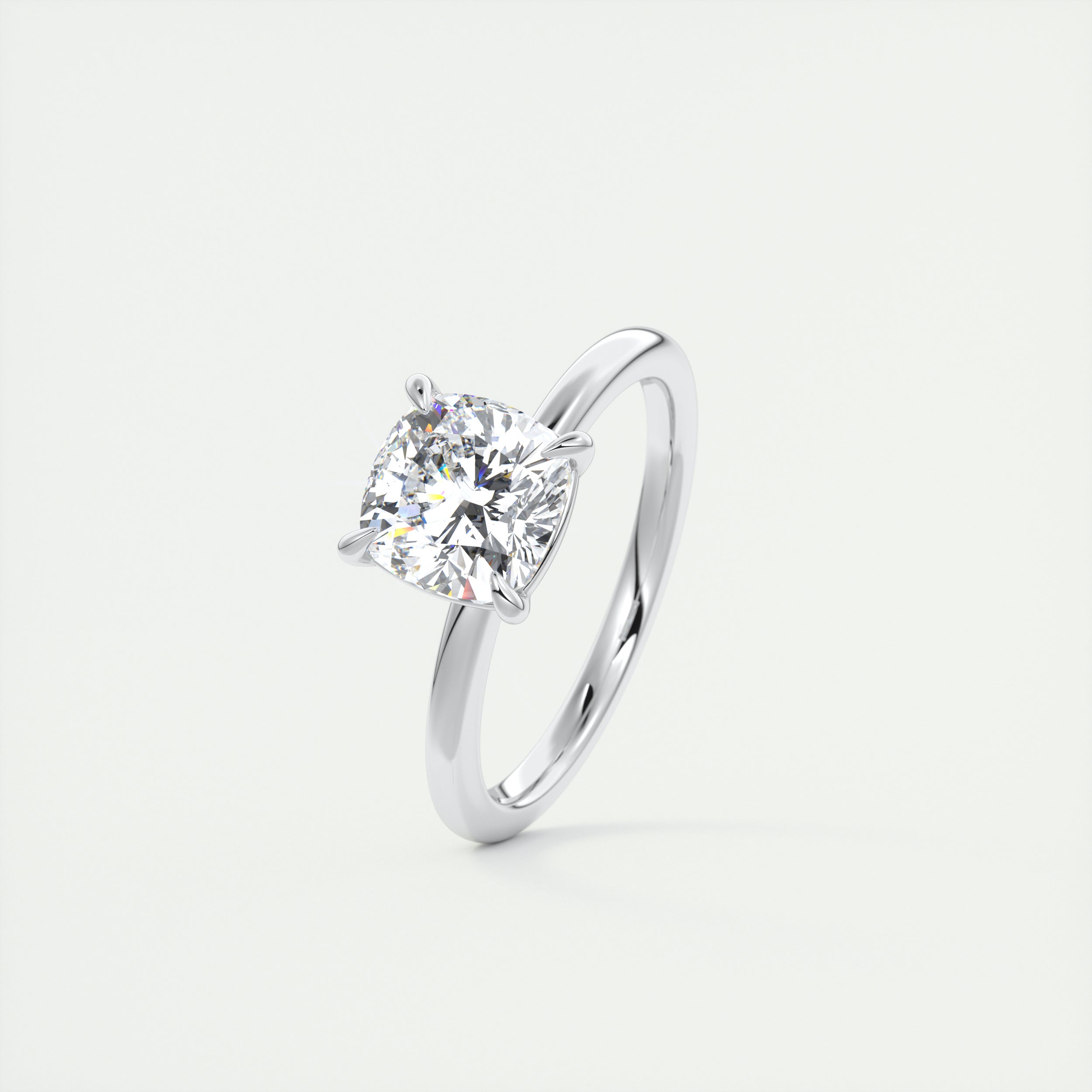 2CT Cushion Cut Moissanite Solitaire Prong Engagement Ring