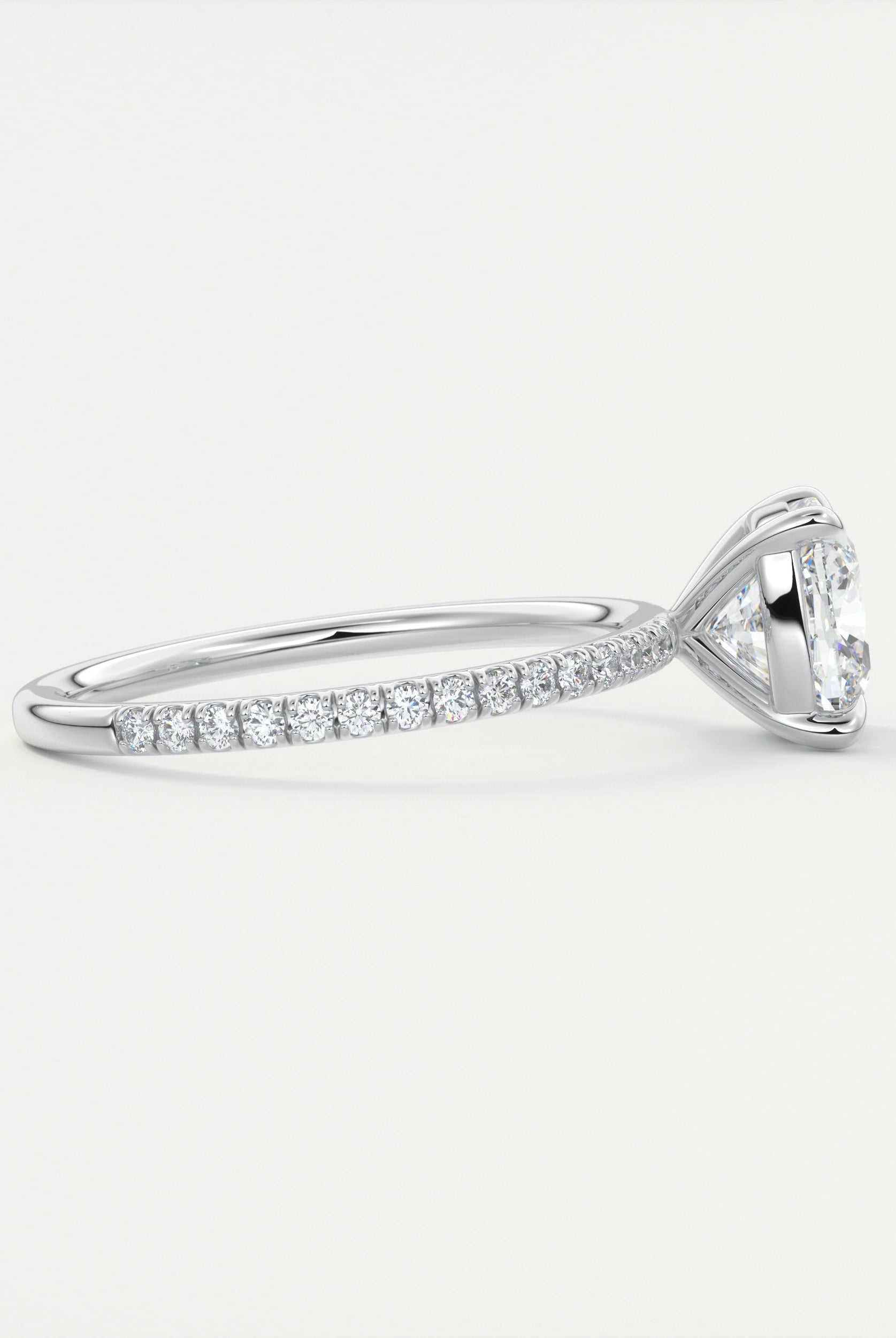 2CT Cushion Pave Moissanite Diamond Four Prong Engagement Ring