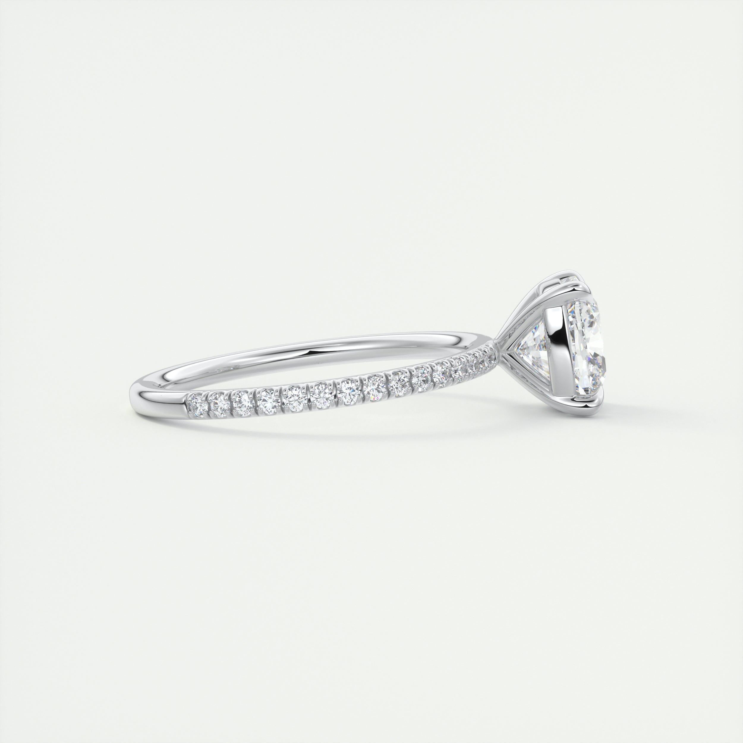 2CT Cushion Pave Moissanite Diamond Four Prong Engagement Ring