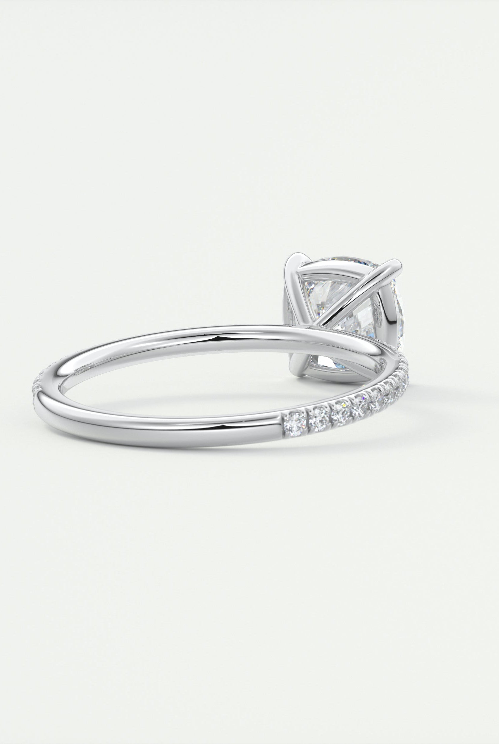 2CT Cushion Pave Moissanite Diamond Four Prong Engagement Ring