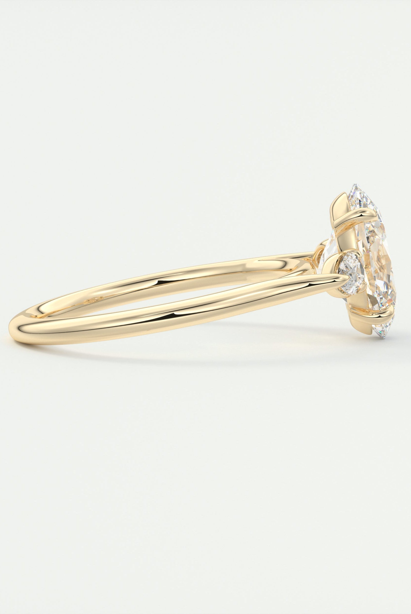 2CT Oval Cathedral Set Moissanite Diamond Engagement Ring With Three Stone