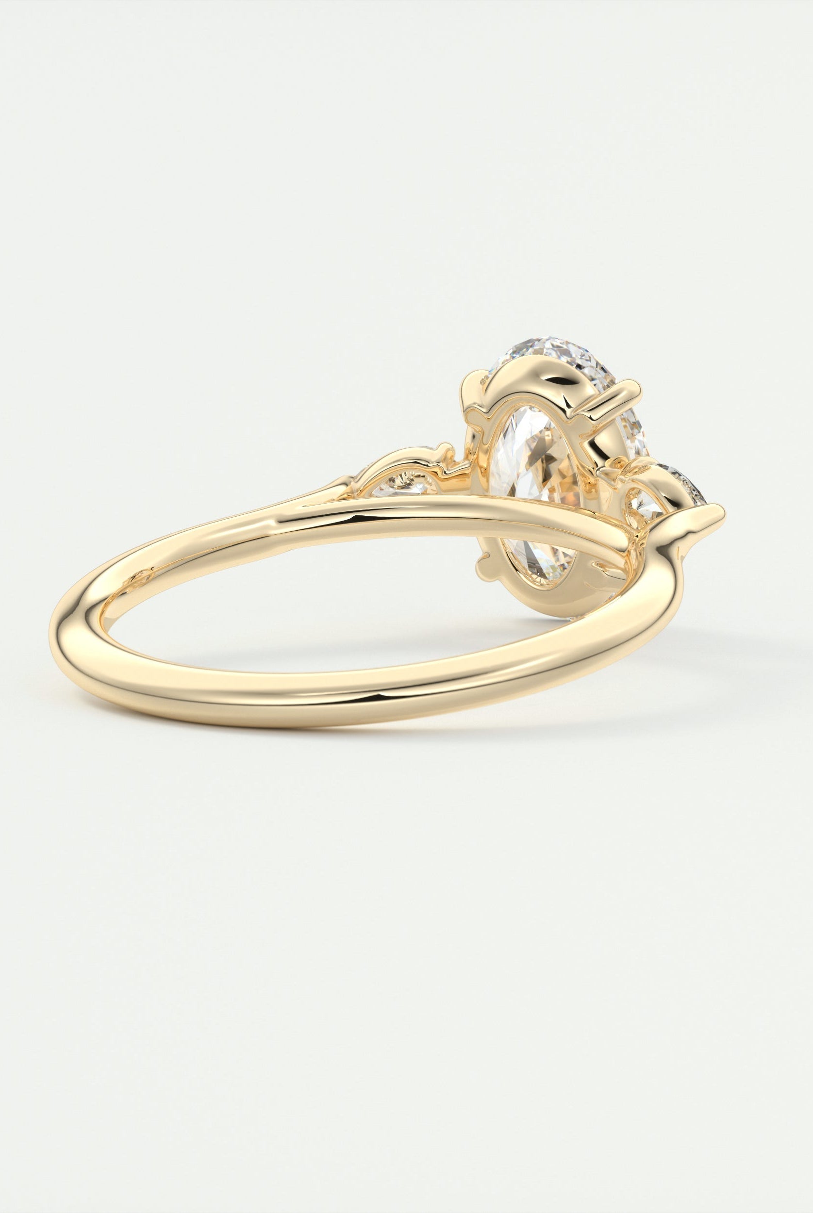 2CT Oval Cathedral Set Moissanite Diamond Engagement Ring With Three Stone